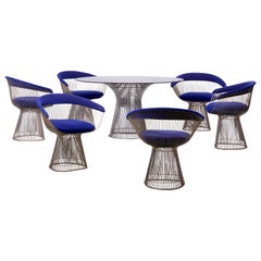 Ensemble de table à manger en fil métallique et six chaises par Warren Platner pour Knoll:: États-Unis - années 1960