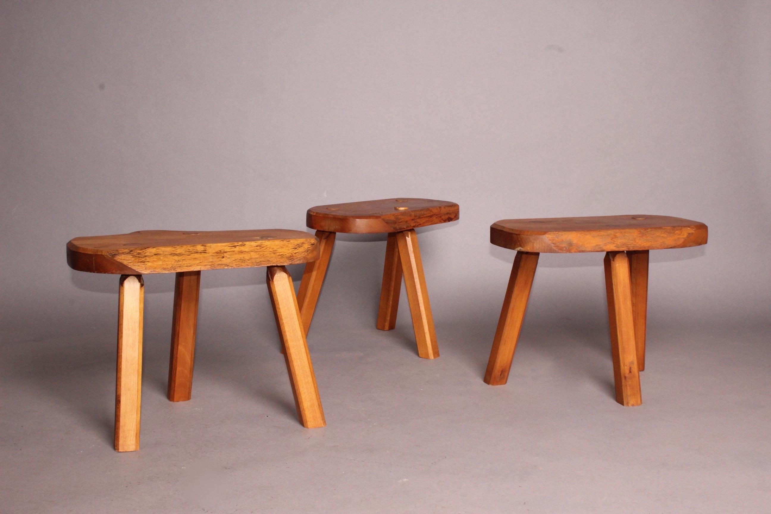 Mid-20th Century Set of Wood French Stools
