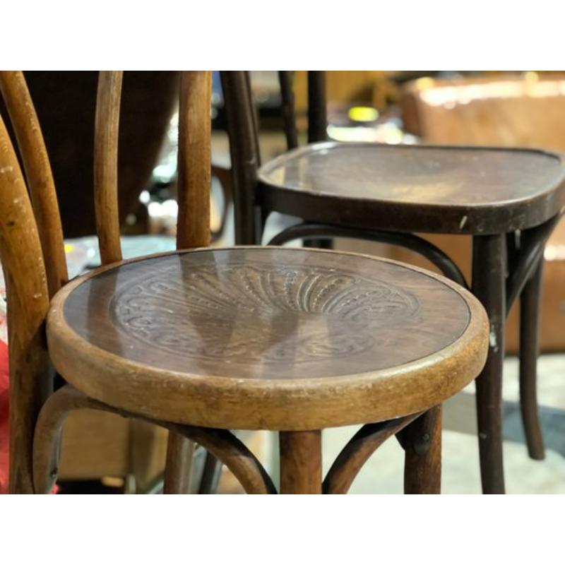 French Set of Wooden Bistro Chairs, France, 1920s For Sale