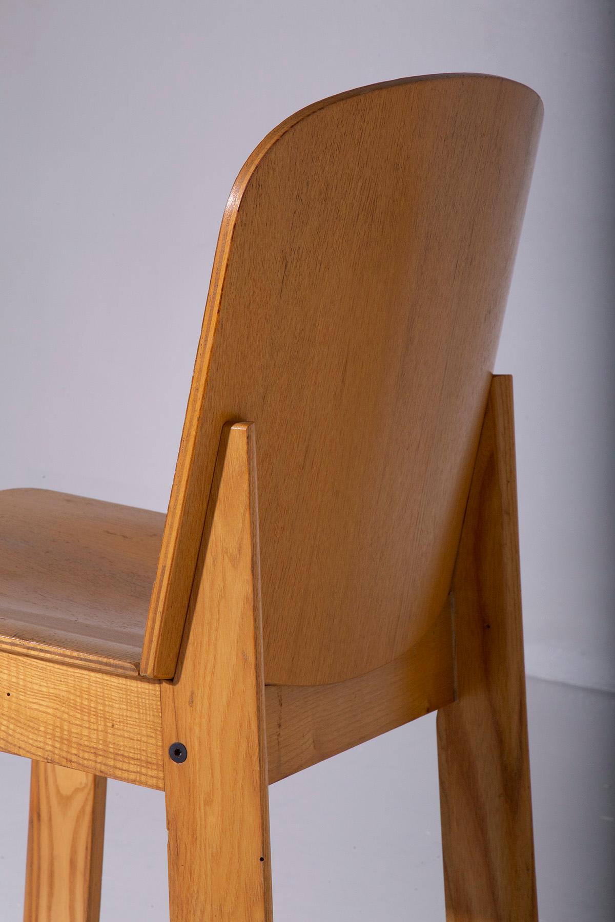 Satz Holzstühle von Luca Meda für Longoni im Angebot 5