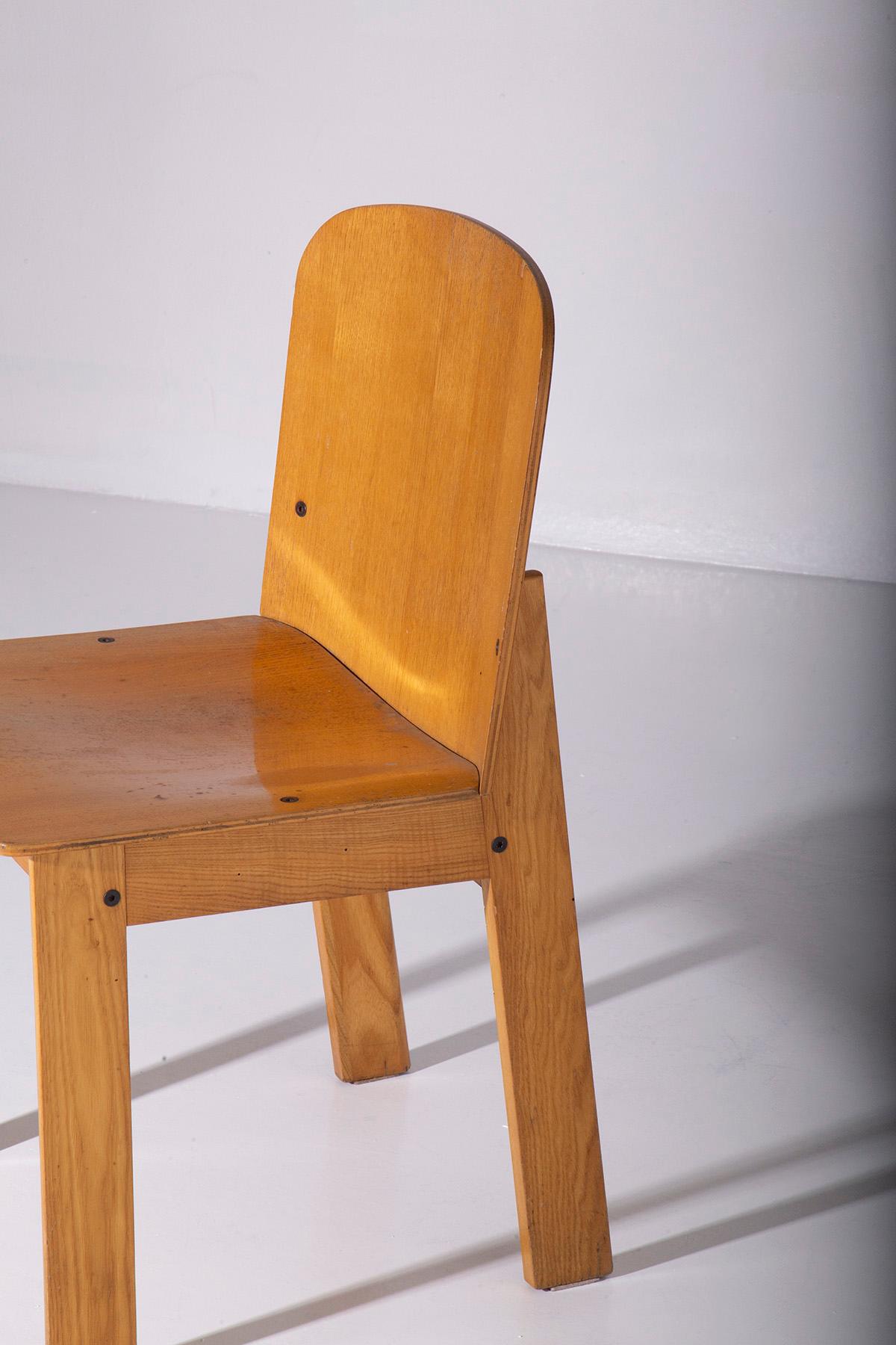 Satz Holzstühle von Luca Meda für Longoni im Angebot 6