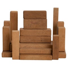 Ensemble de modèles géométriques en bois, style Bauhaus - Allemagne, vers 1940