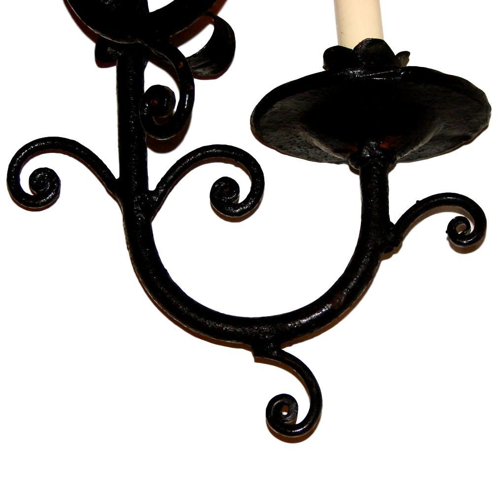 French Set of Wrought Iron Sconces, Sold in Pairs For Sale