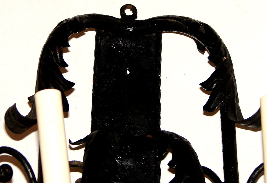 Set of Wrought Iron Sconces, Sold in Pairs In Good Condition For Sale In New York, NY