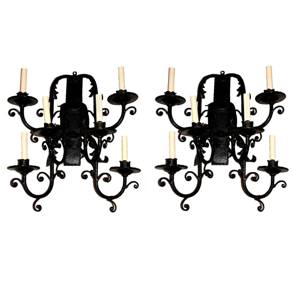 Set of Wrought Iron Sconces, Sold in Pairs