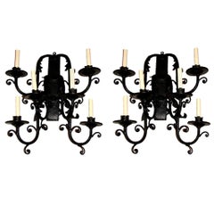 Antique Set of Wrought Iron Sconces, Sold in Pairs