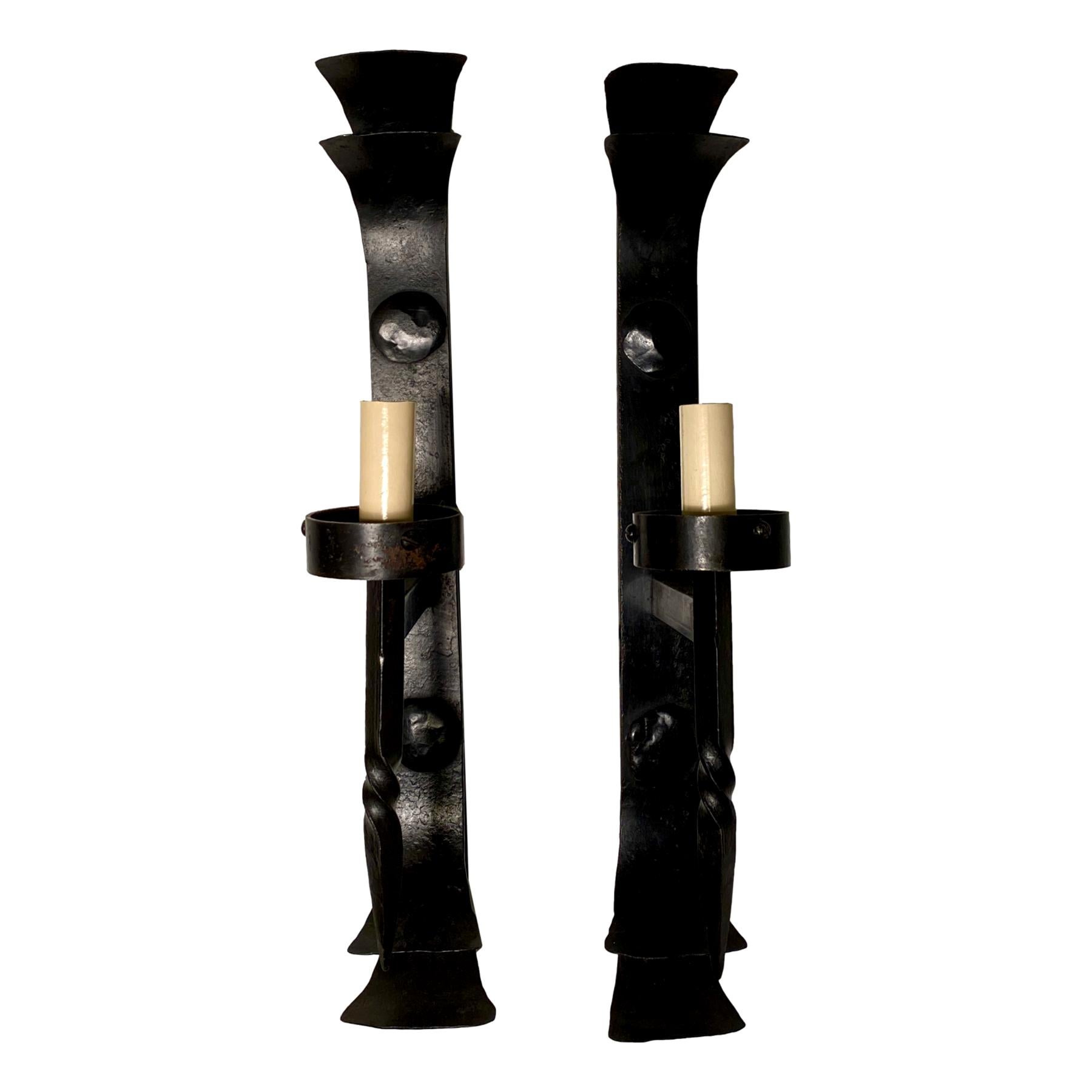 Set of Wrought Iron Sconces, Sold in Pairs