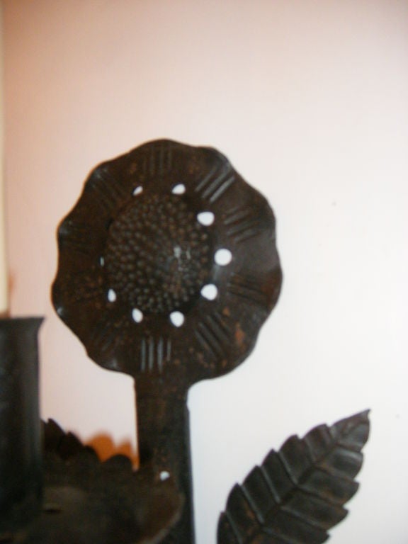 Set of Wrought Iron Sunflower Sconces, Sold Per Pair In Good Condition For Sale In New York, NY