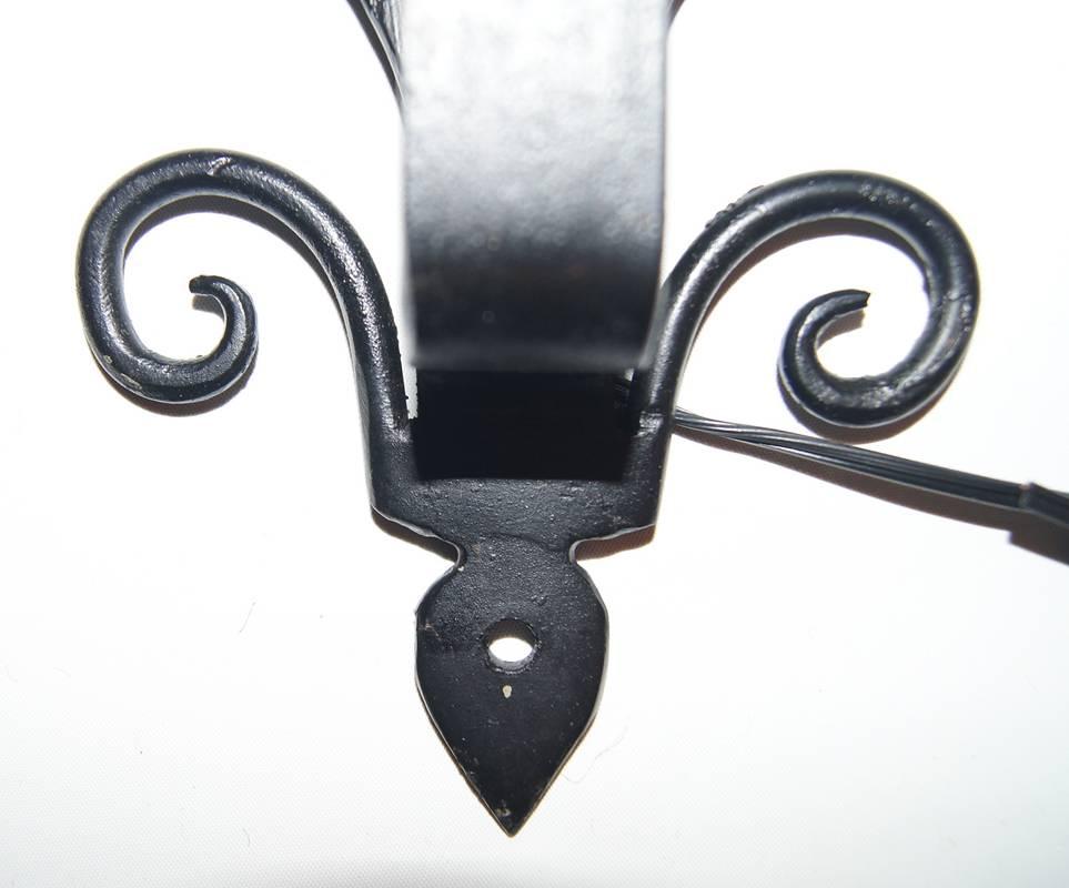 Early 20th Century Set of Wrought Iron Sunflower Sconces, Sold Per Pair For Sale