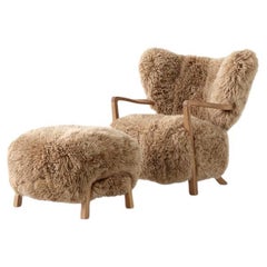 Set of Wulff ATD2 and Pouf ATD3 in Sheepskin/Honey & Oak for & Tradition
