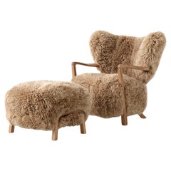 Set of Wulff ATD2 and Pouf ATD3 in Sheepskin/Honey & Oak for & Tradition