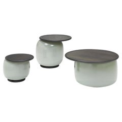 Set of X3 Sides Tables 'Balanced M, L, XL' by LINTELOO, Fume Glass & Anthracite