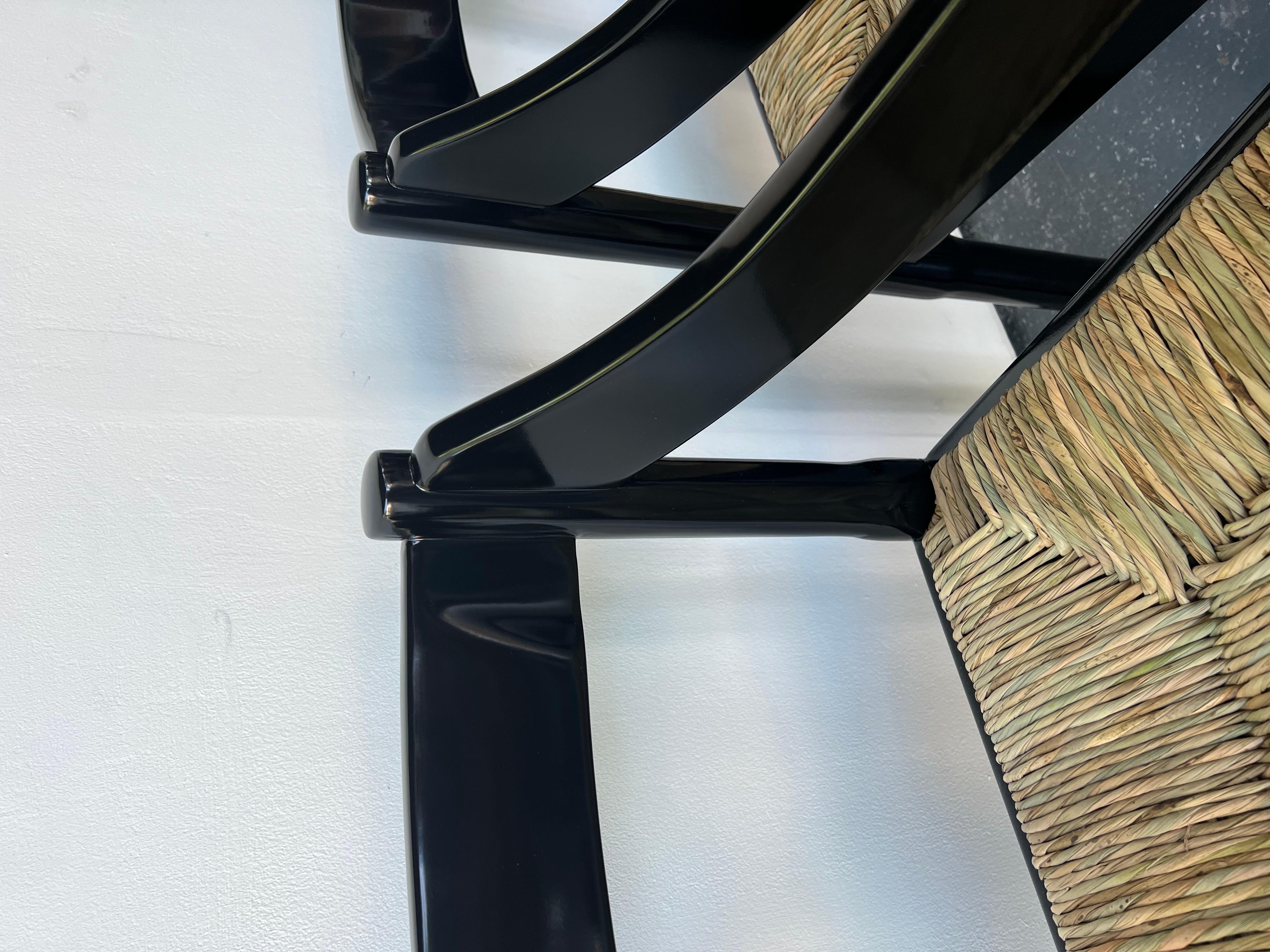 Mid-Century Modern Set of x2 Glossy Black Carimate Carver Chairs By Vico Magistretti  For Sale