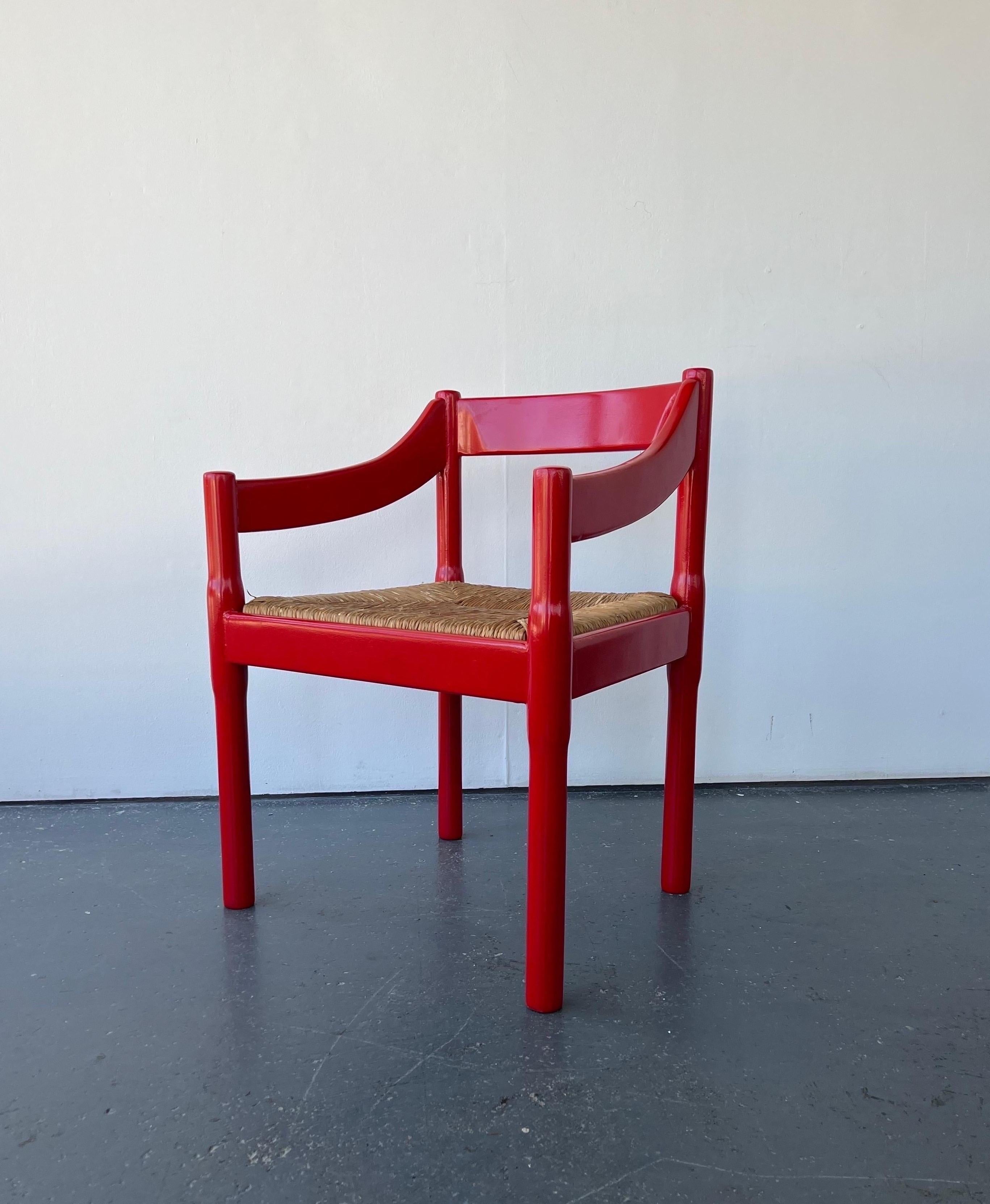 Single Glossy Red Carimate Carver Chair by Vico Magistretti for Habitat 4