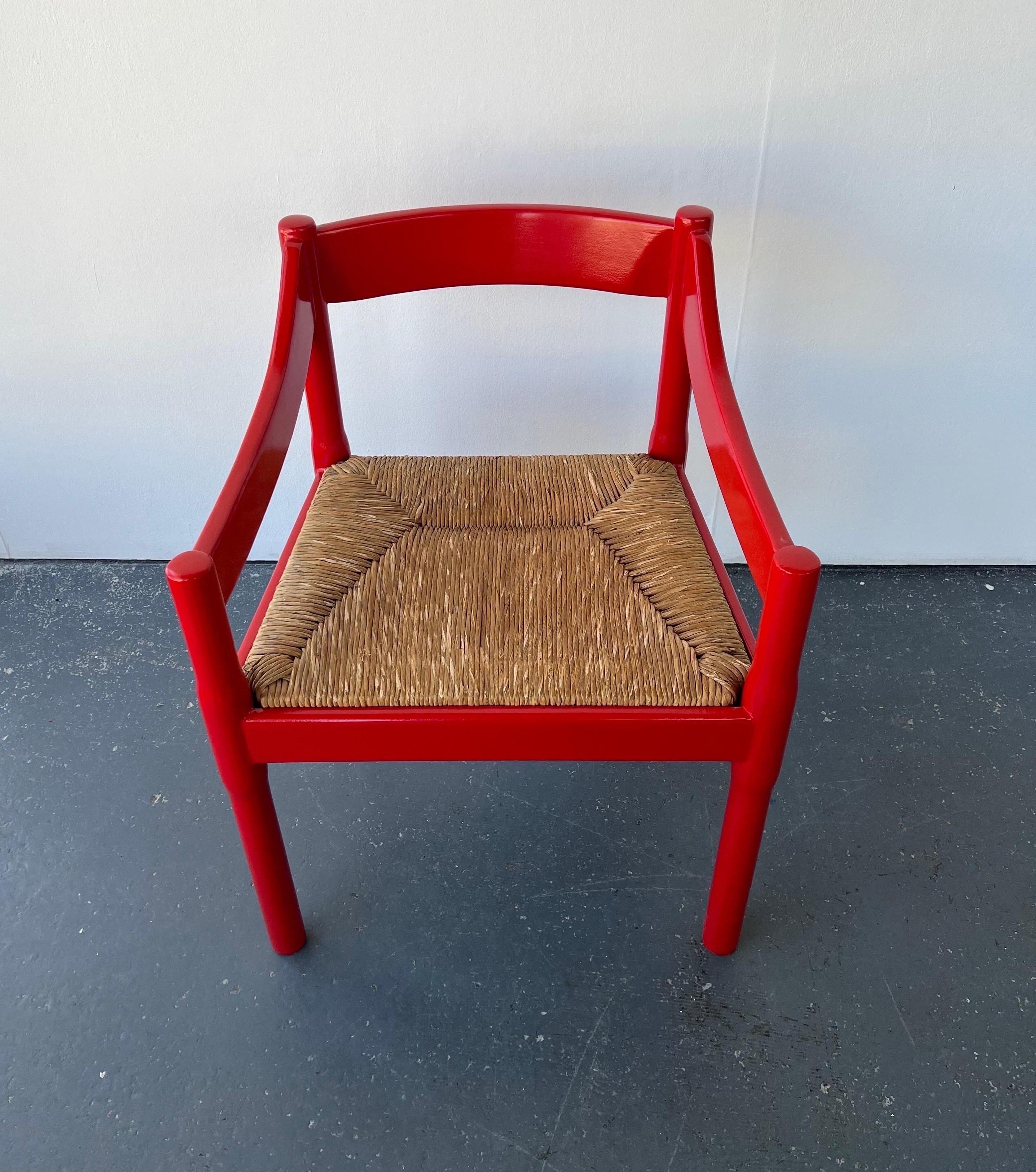 Single Glossy Red Carimate Carver Chair by Vico Magistretti for Habitat 5