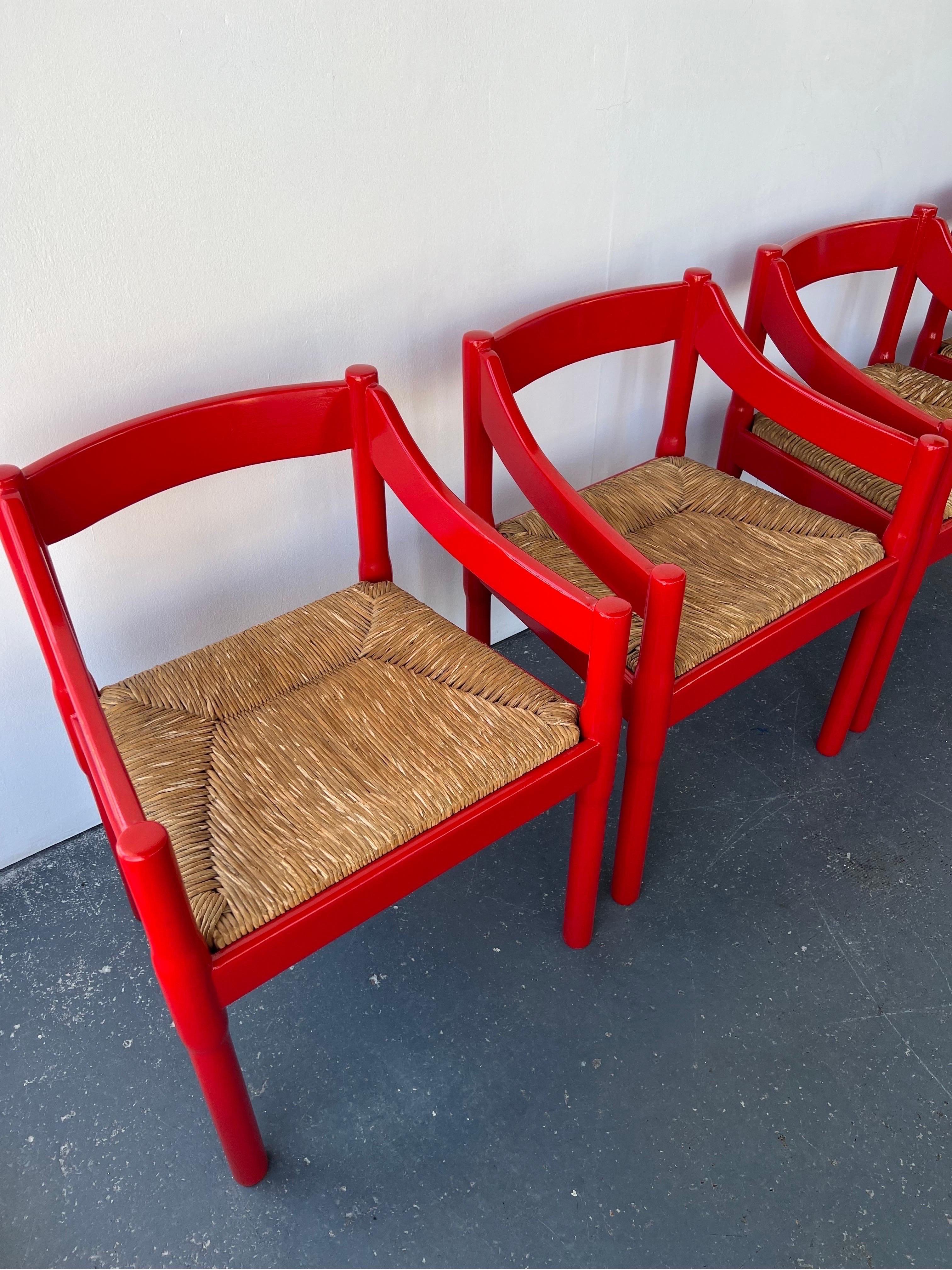 Single Glossy Red Carimate Carver Chair by Vico Magistretti for Habitat 6