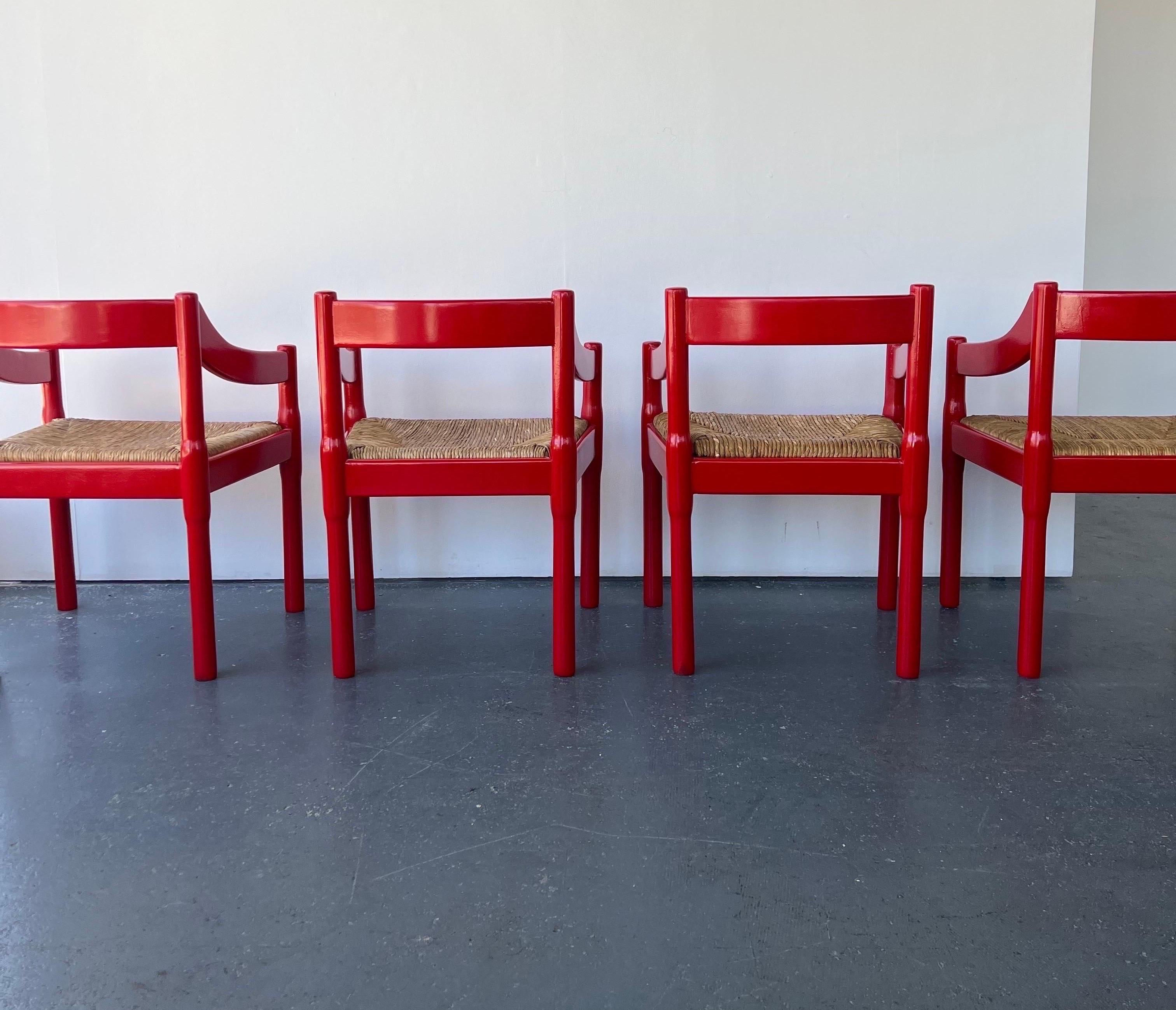 Single Glossy Red Carimate Carver Chair by Vico Magistretti for Habitat In Excellent Condition In London, GB