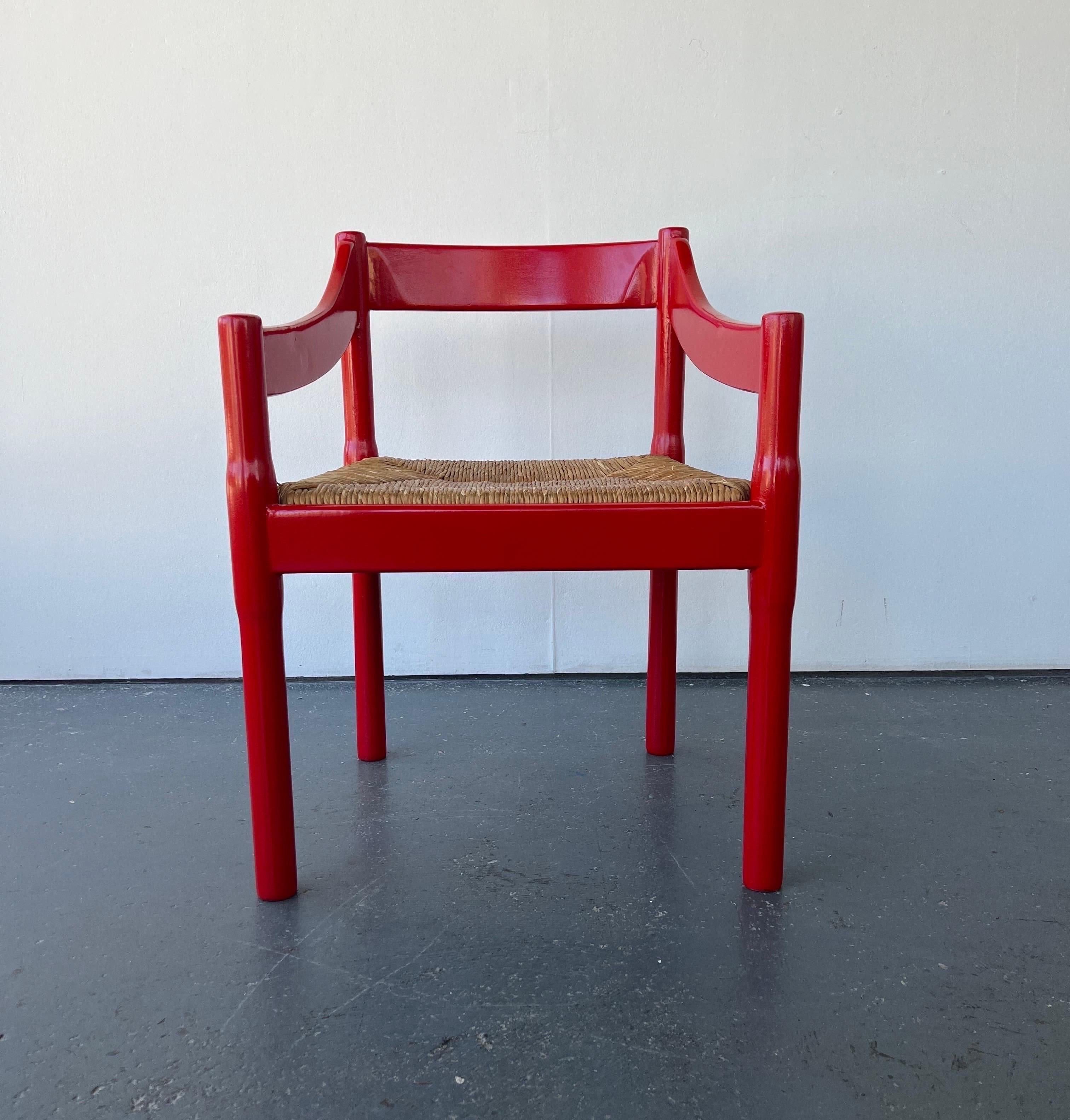 20th Century Single Glossy Red Carimate Carver Chair by Vico Magistretti for Habitat