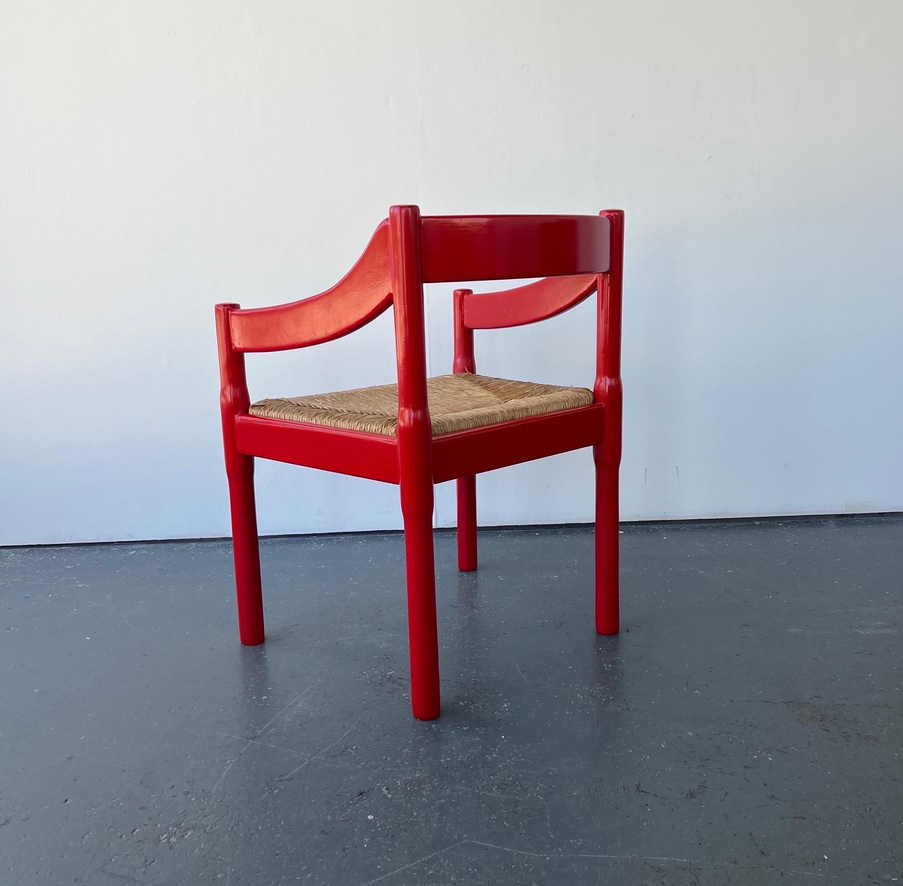 Single Glossy Red Carimate Carver Chair by Vico Magistretti for Habitat 3