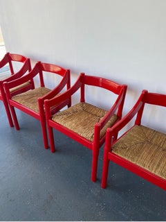 Single Glossy Red Carimate Carver Chair by Vico Magistretti for Habitat