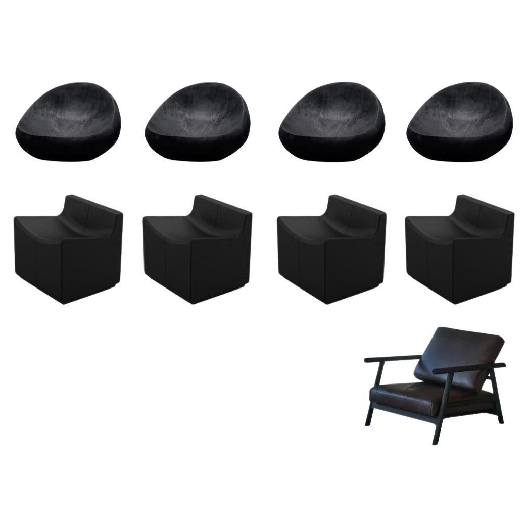 Set of x4 Maca chairs, x4 Tajo chairs and x1 Thanatos chair by CarmWorks For Sale