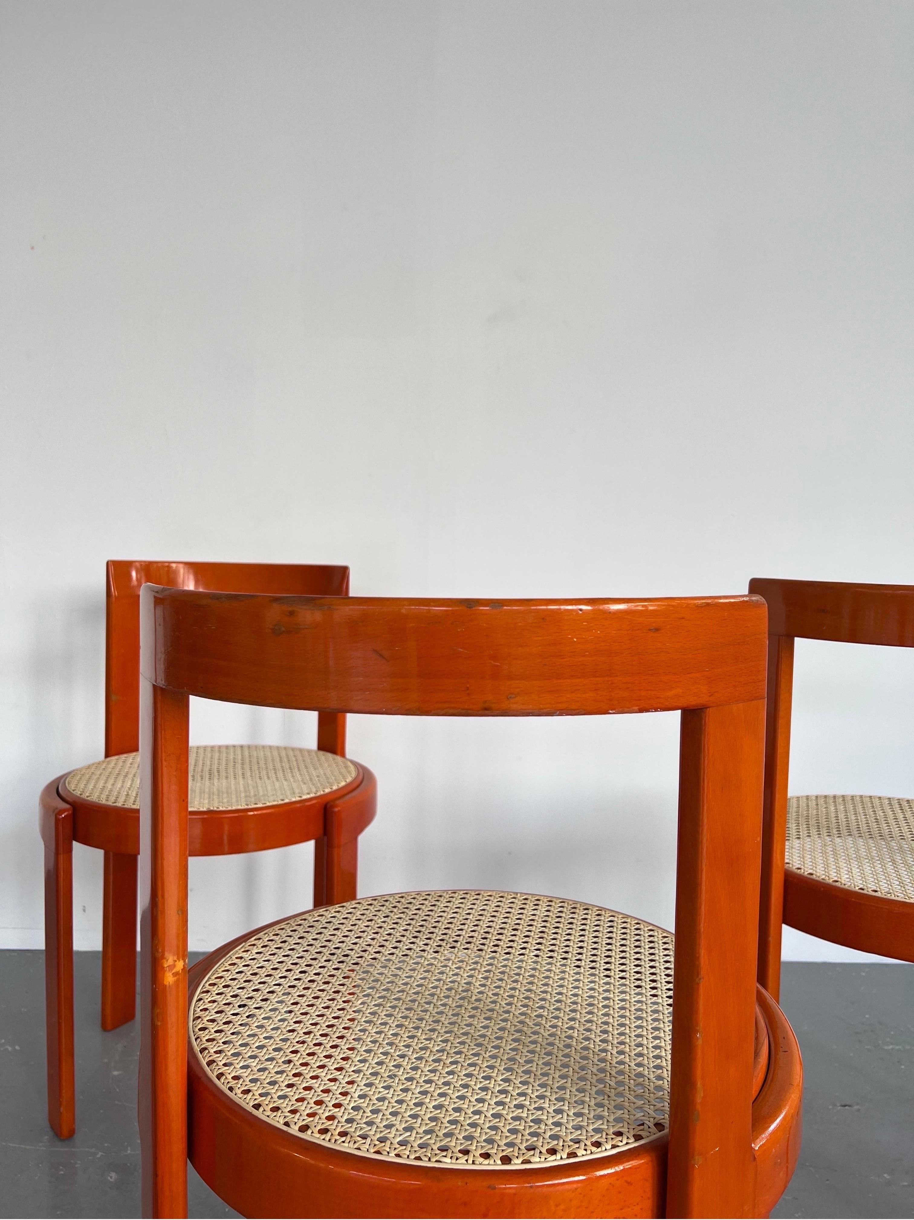 Set of x4 Orange Italian Bentwood Modernist Dining Chairs 3