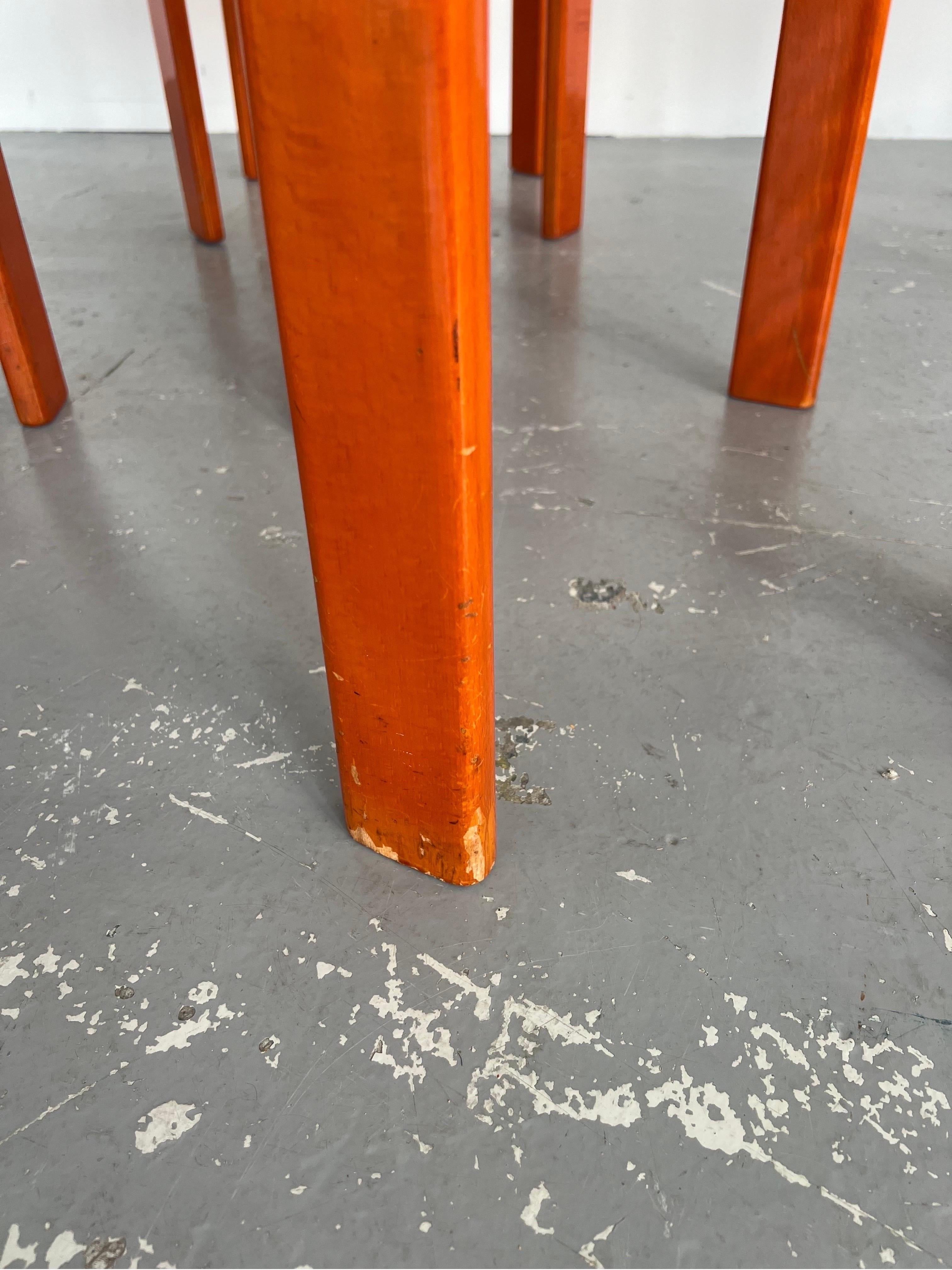 Set of x4 Orange Italian Bentwood Modernist Dining Chairs 4