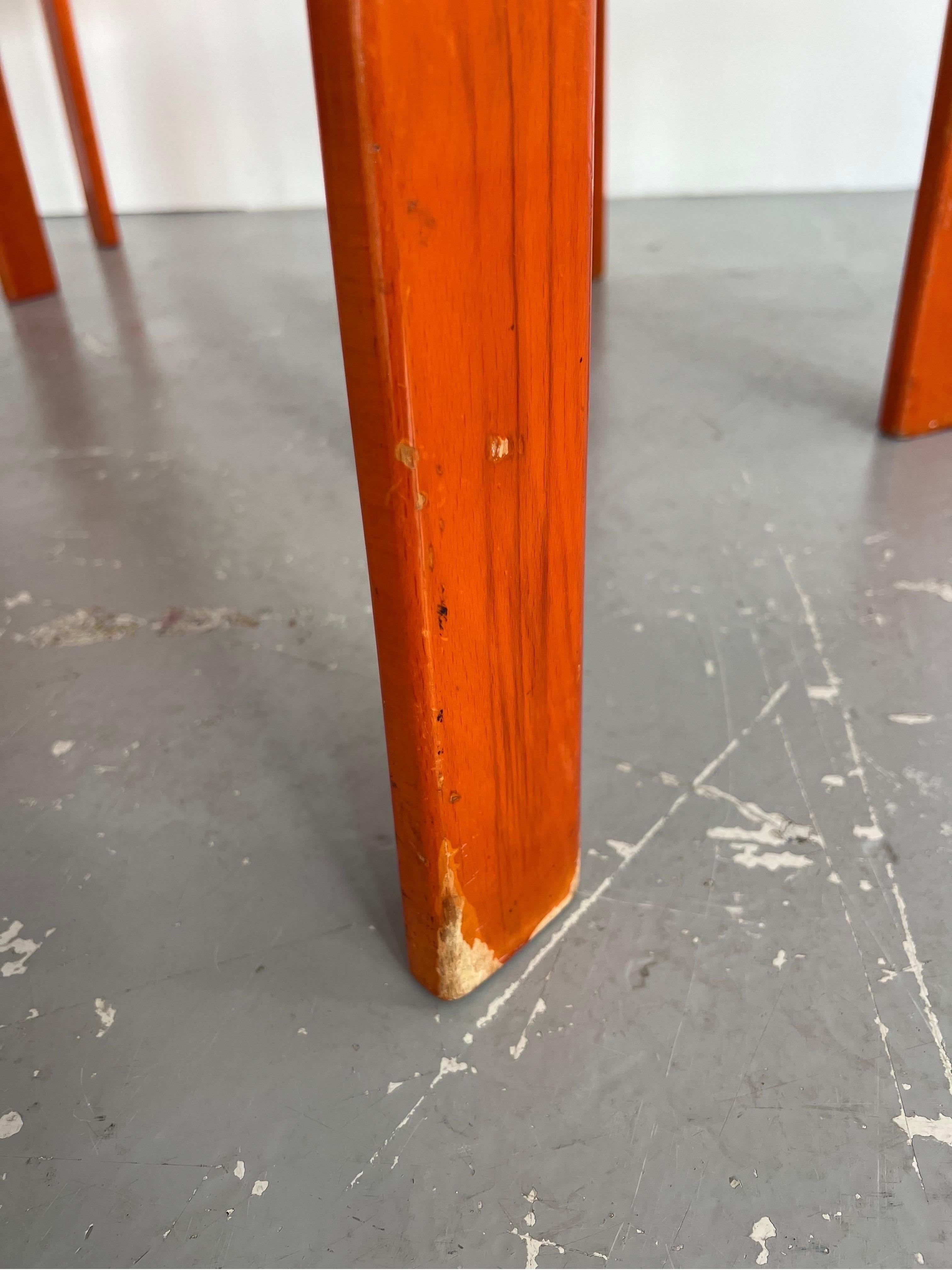 Set of x4 Orange Italian Bentwood Modernist Dining Chairs 5
