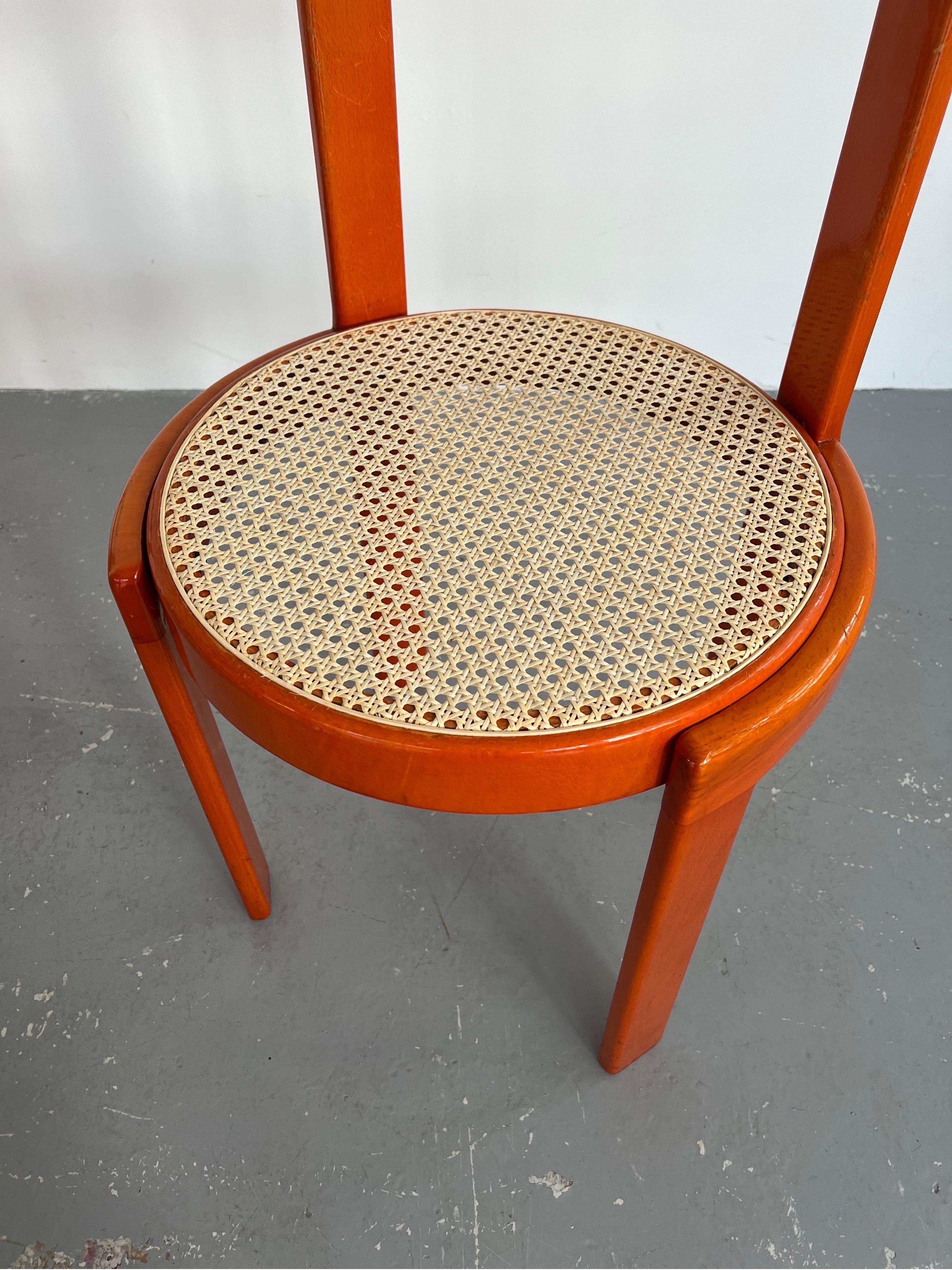 Set of x4 Orange Italian Bentwood Modernist Dining Chairs 7