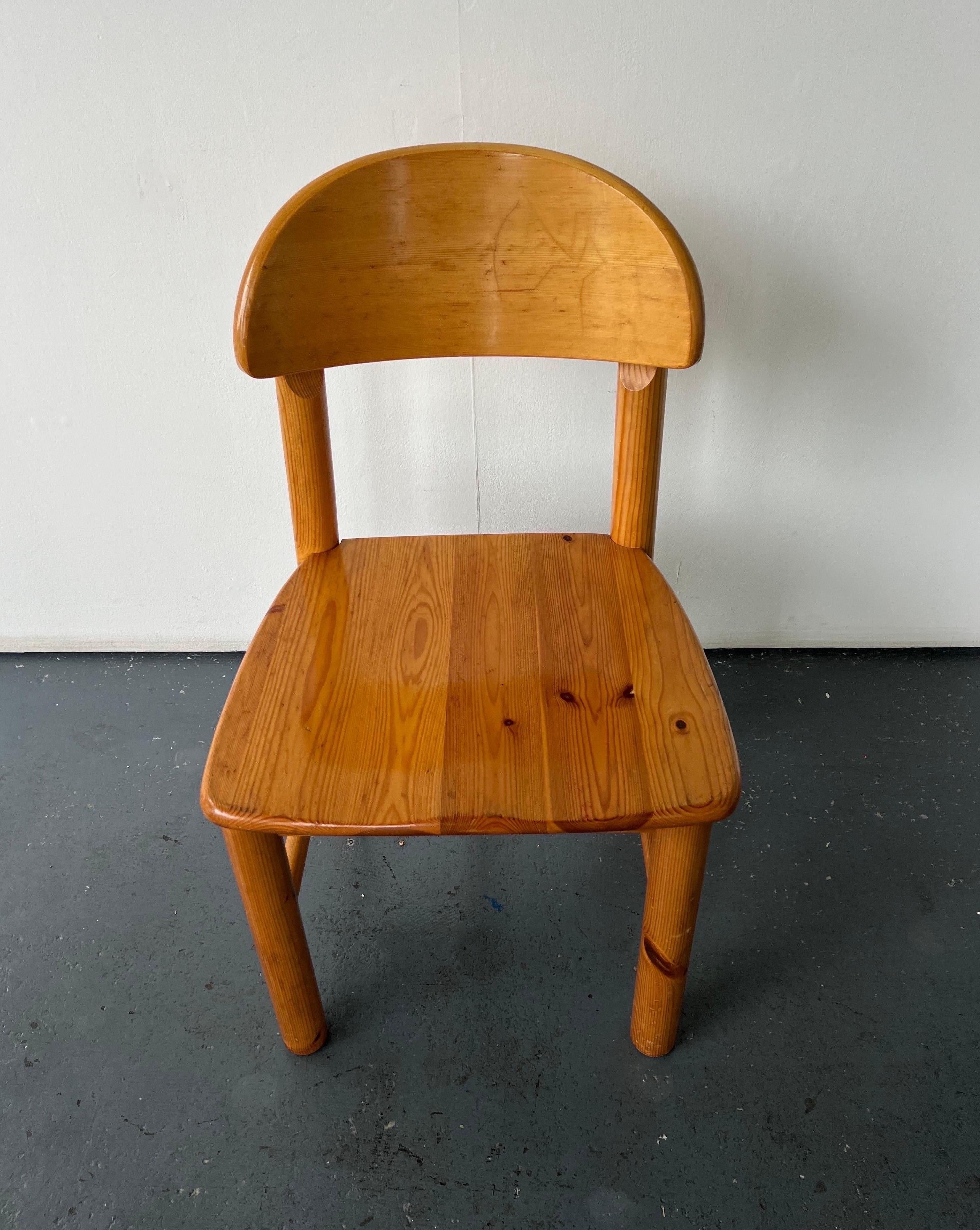 Set of x4 Solid Pine Dining Chairs by Rainer Daumiller 7