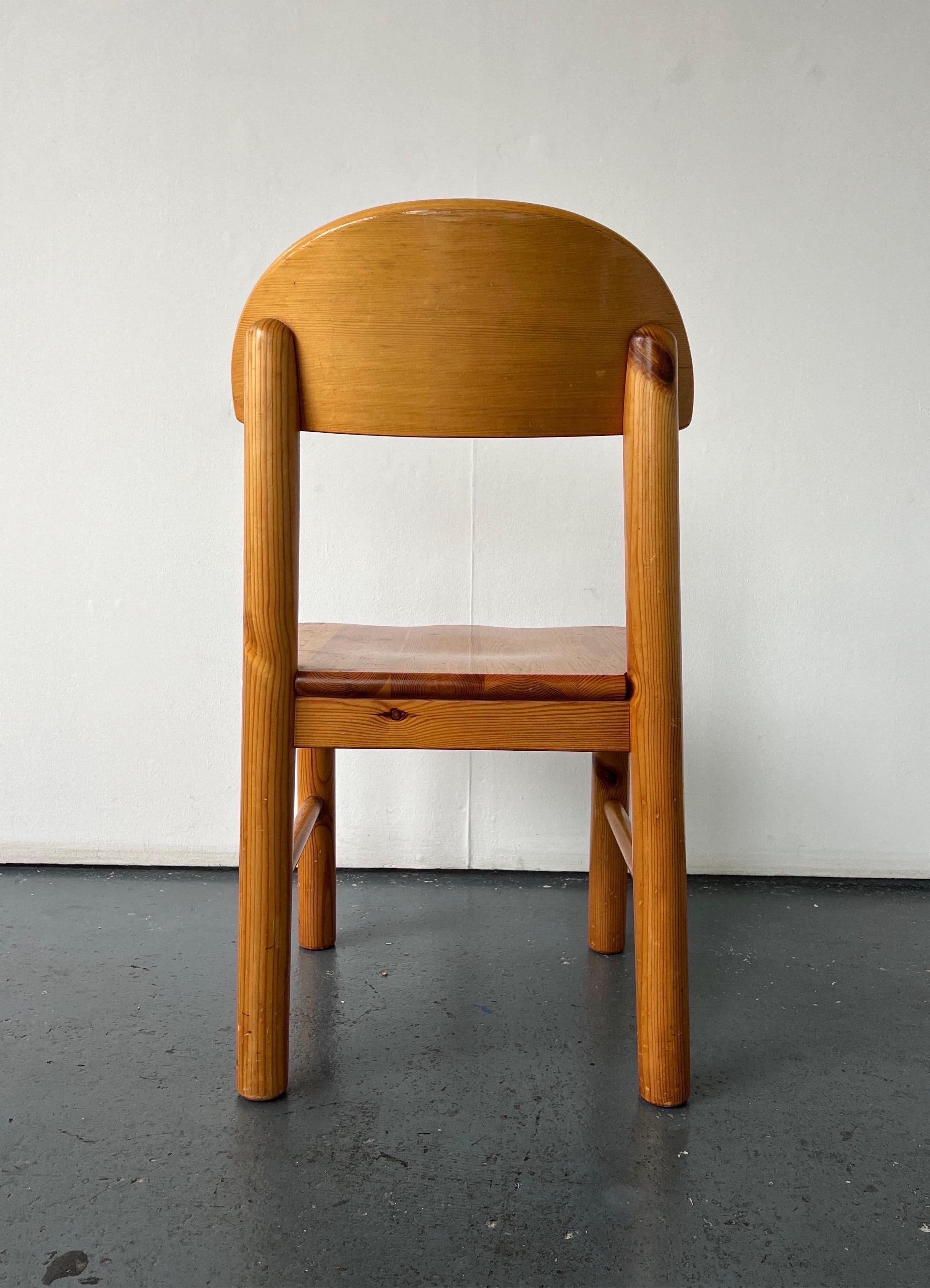 Set of x4 Solid Pine Dining Chairs by Rainer Daumiller 8
