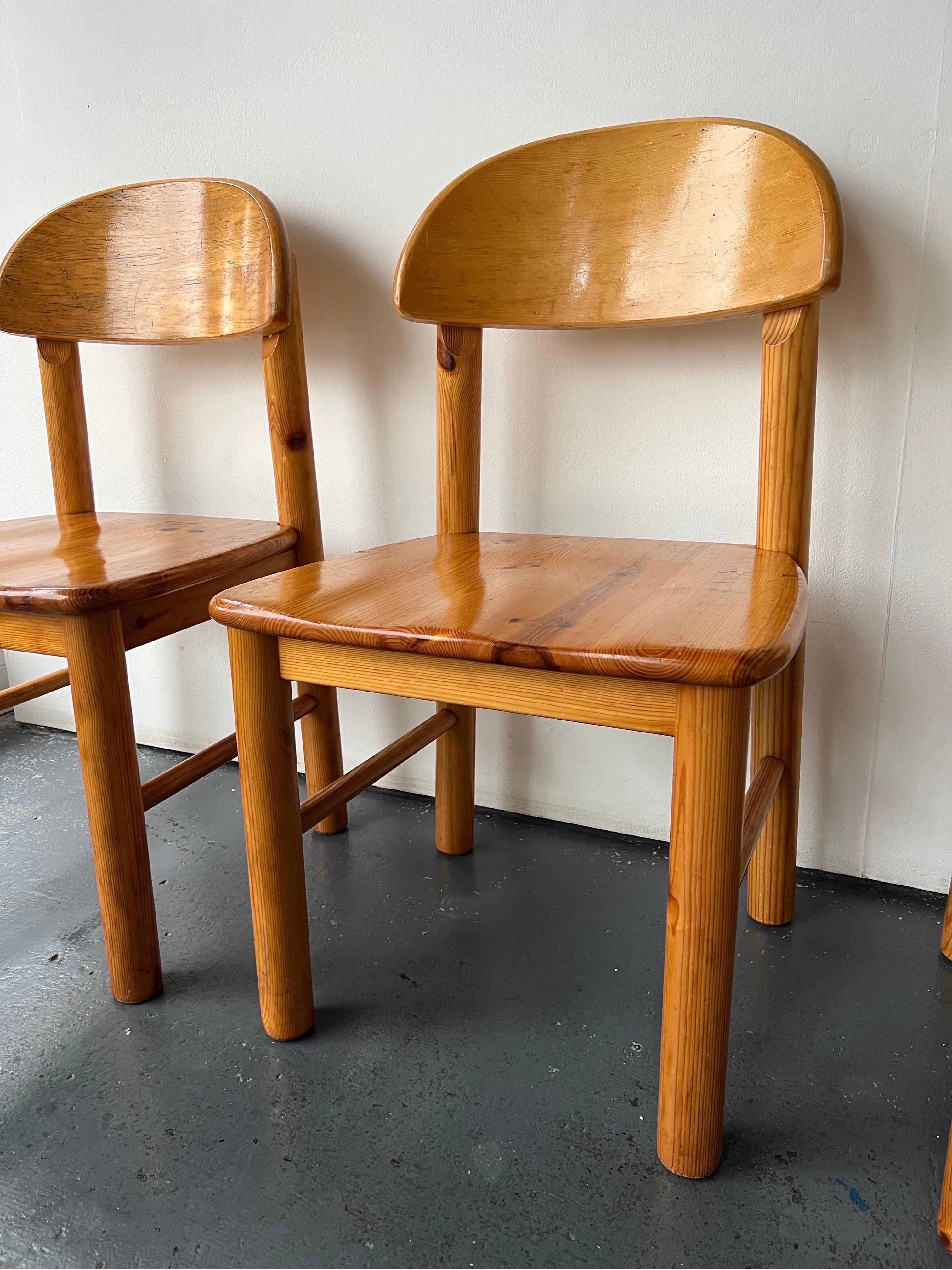 Late 20th Century Set of x4 Solid Pine Dining Chairs by Rainer Daumiller