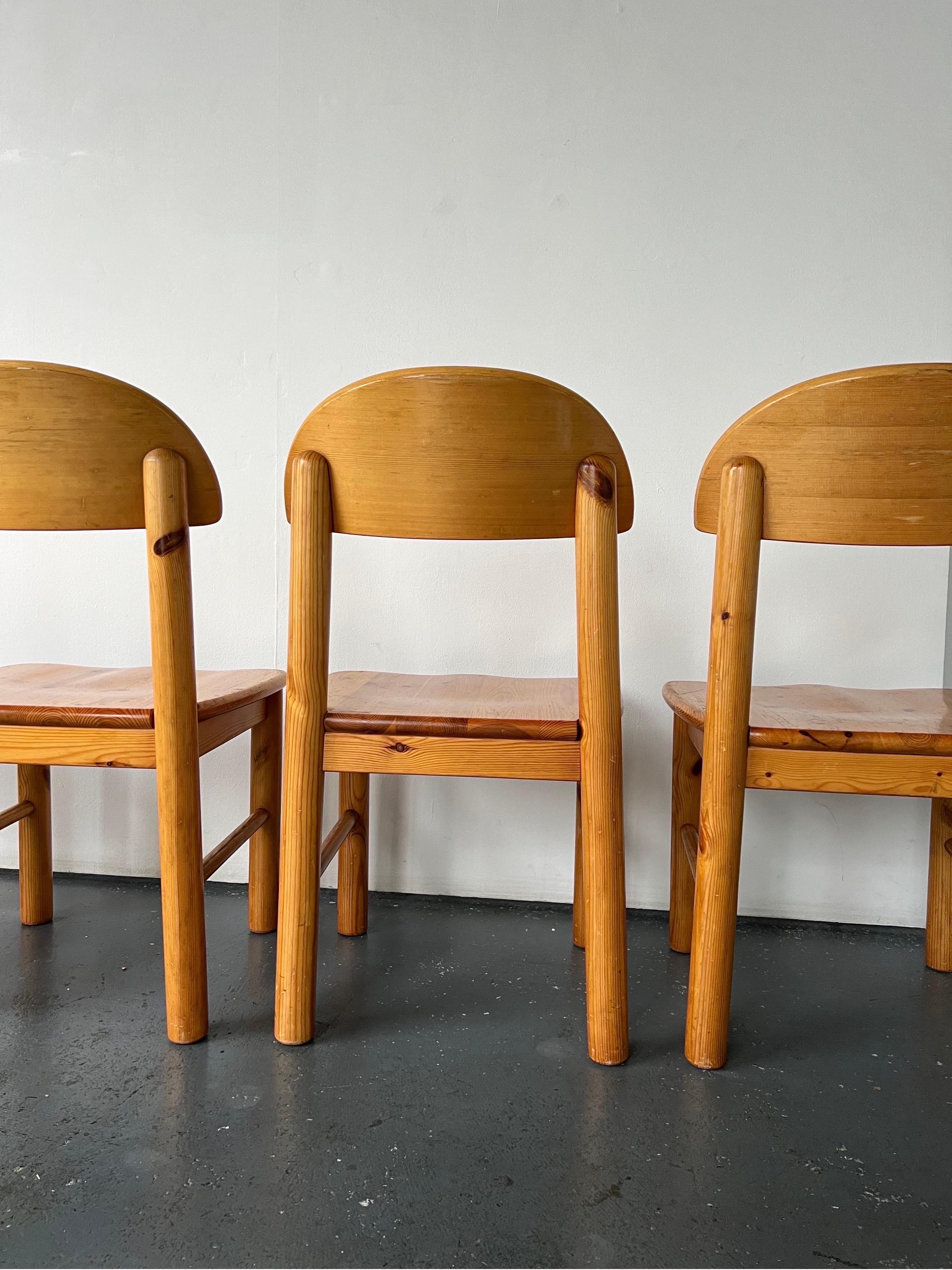 Set of x4 Solid Pine Dining Chairs by Rainer Daumiller 2