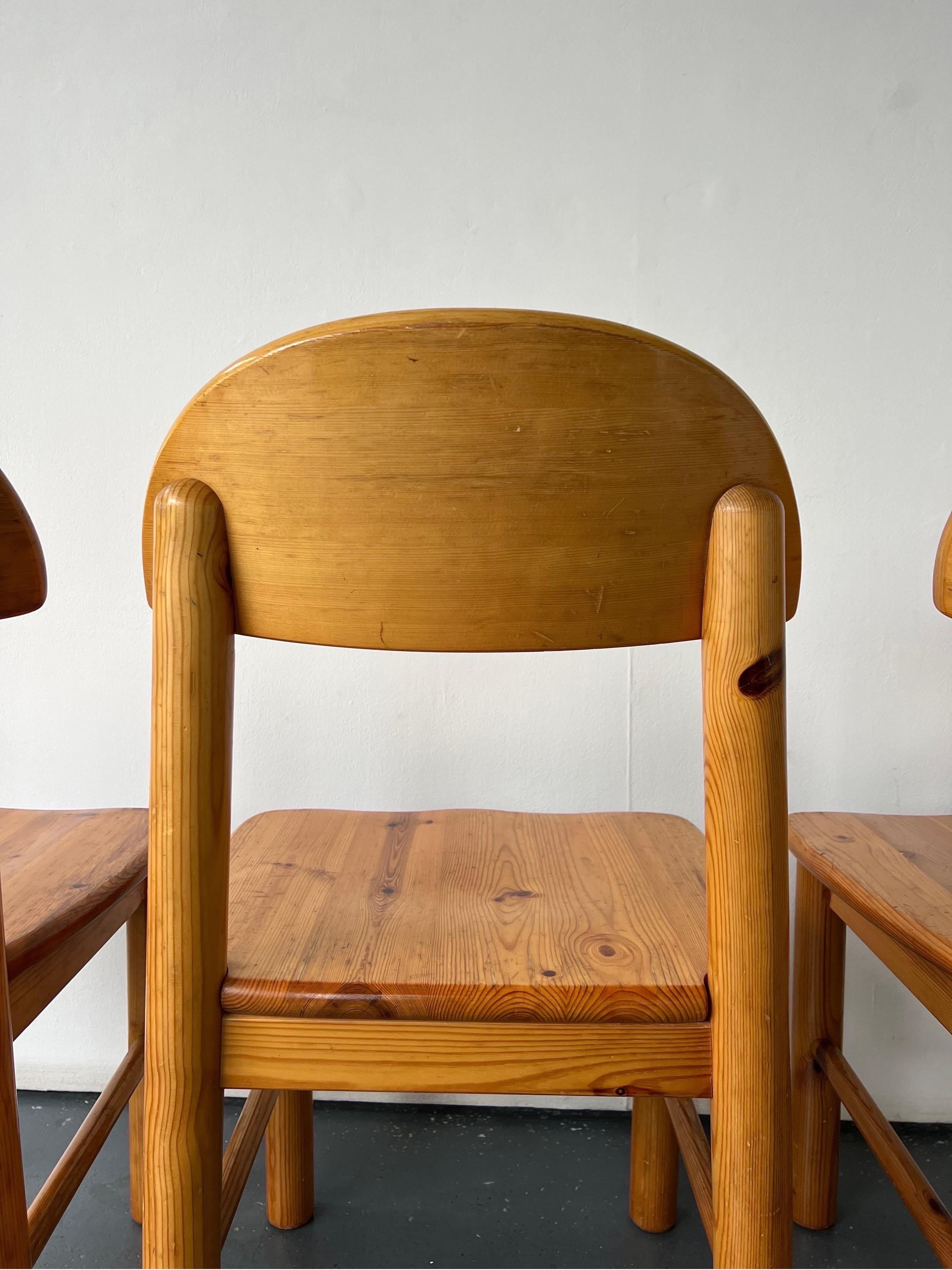 Set of x4 Solid Pine Dining Chairs by Rainer Daumiller 3