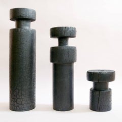 Conjunto de Jarrón Quemado Girado XL, Jarrón Delgado y Jarrón Pequeño de Daniel Elkayam
