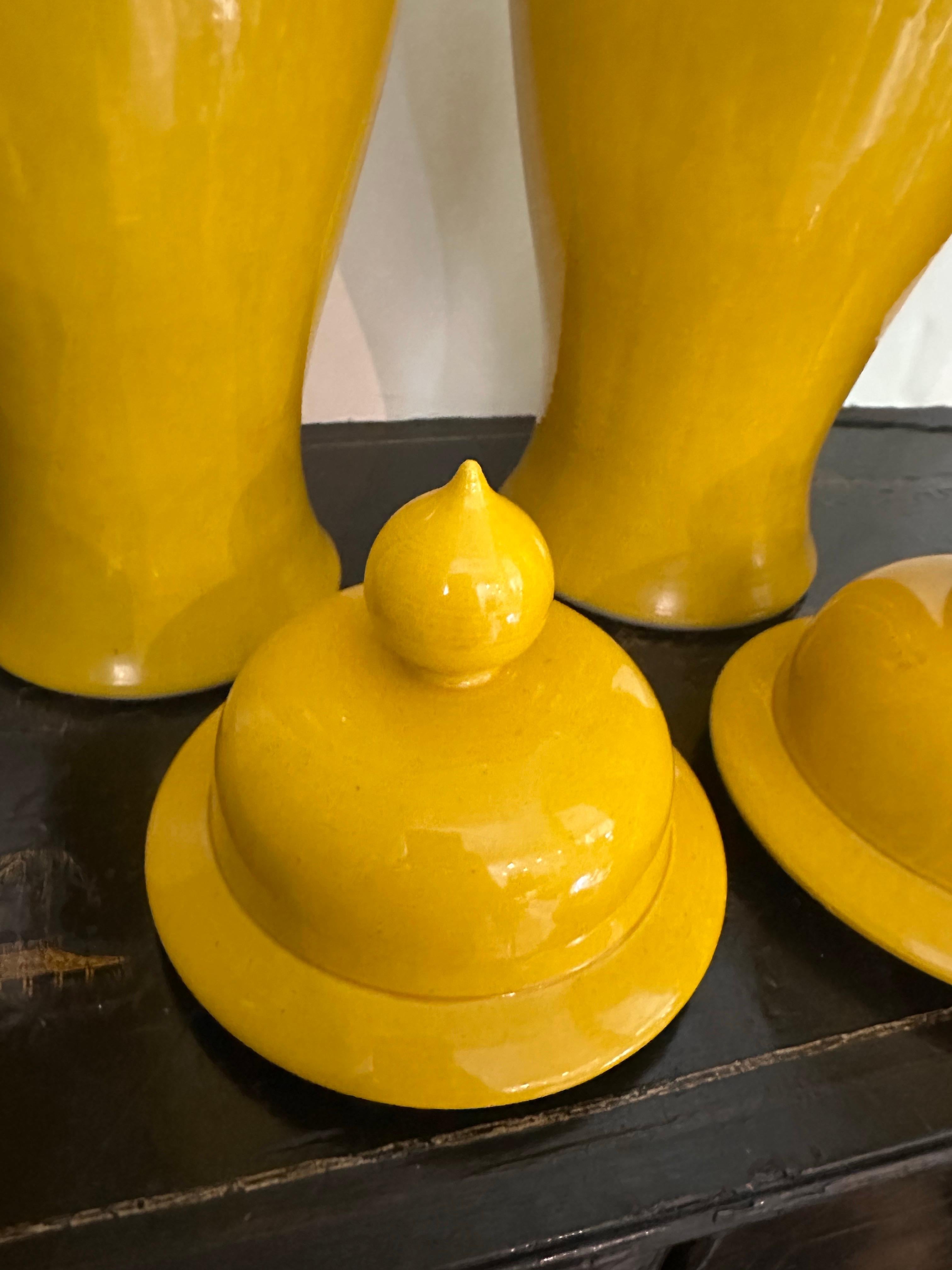 20th Century Set of Yellow Asian Ceramic Vessels For Sale