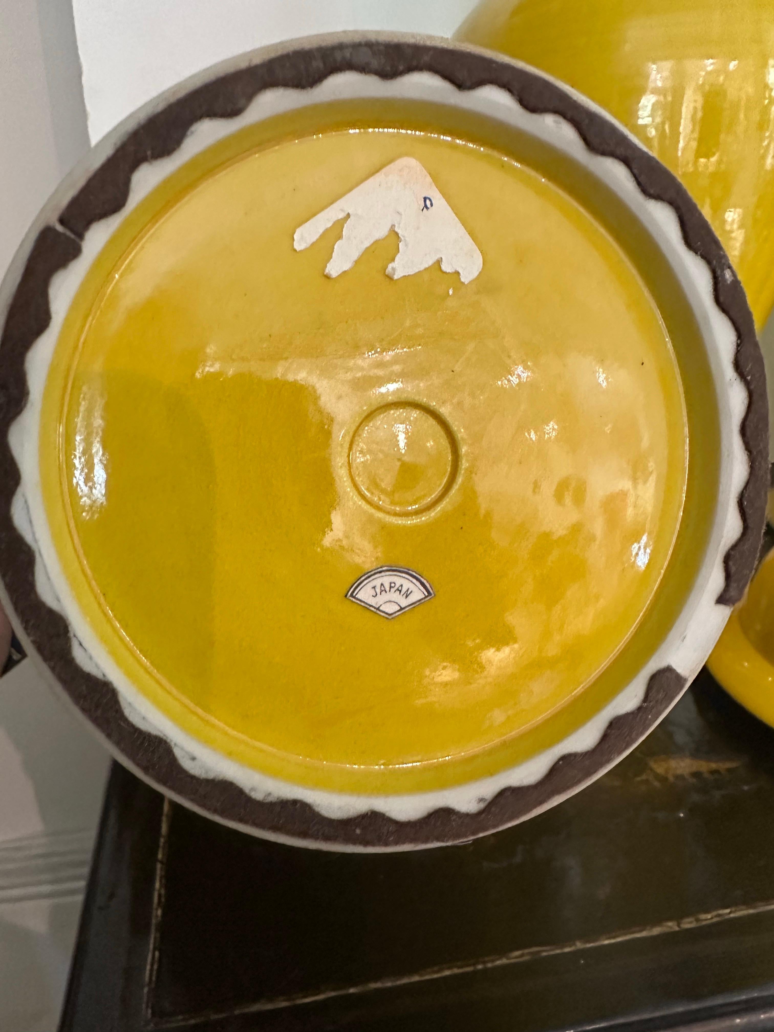 Set of Yellow Asian Ceramic Vessels For Sale 2