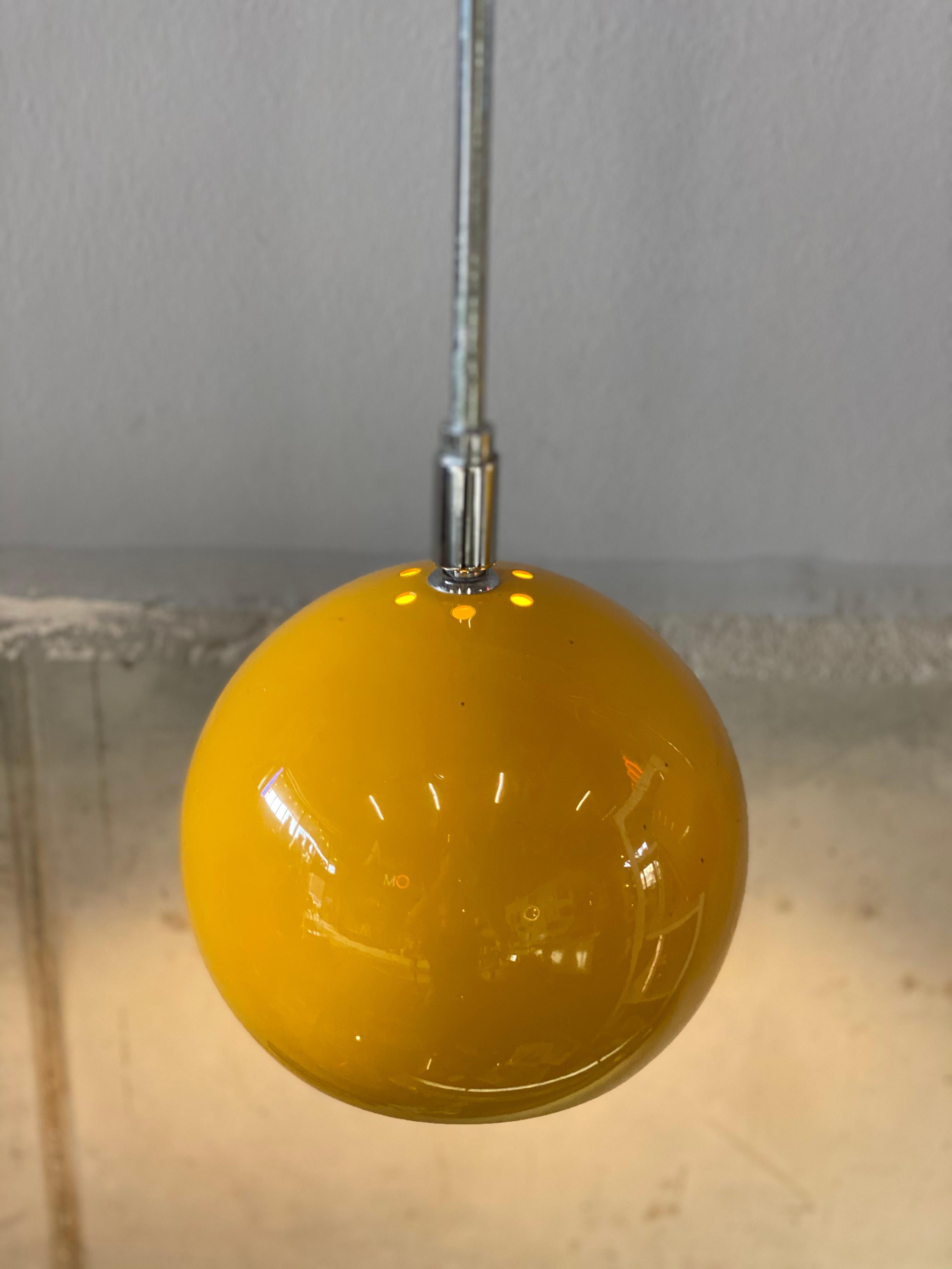 Set of Yellow Pendant Lamps / Spots, Space Age, 1970s Design, Panton Style 6