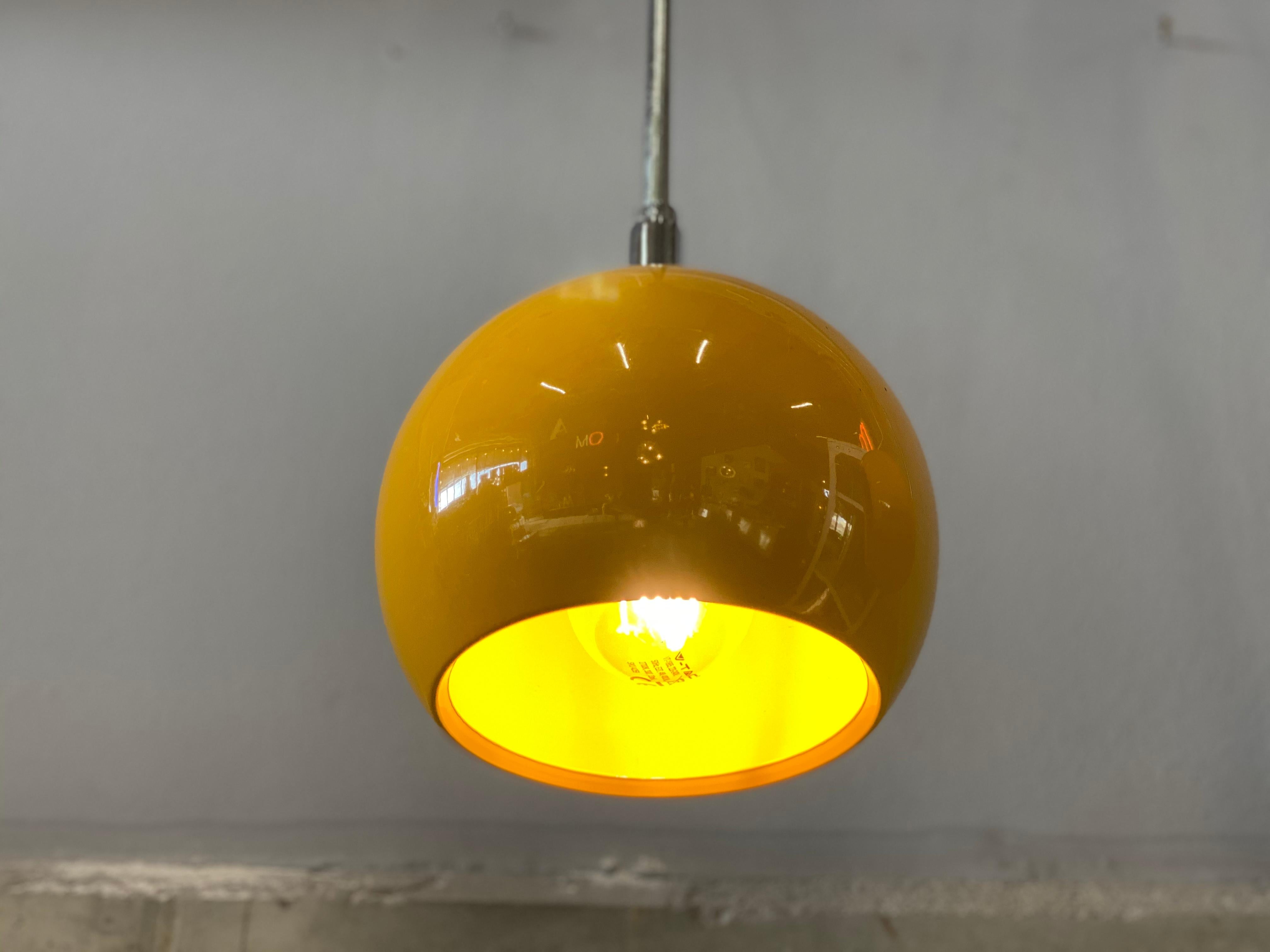 Set of Yellow Pendant Lamps / Spots, Space Age, 1970s Design, Panton Style 7