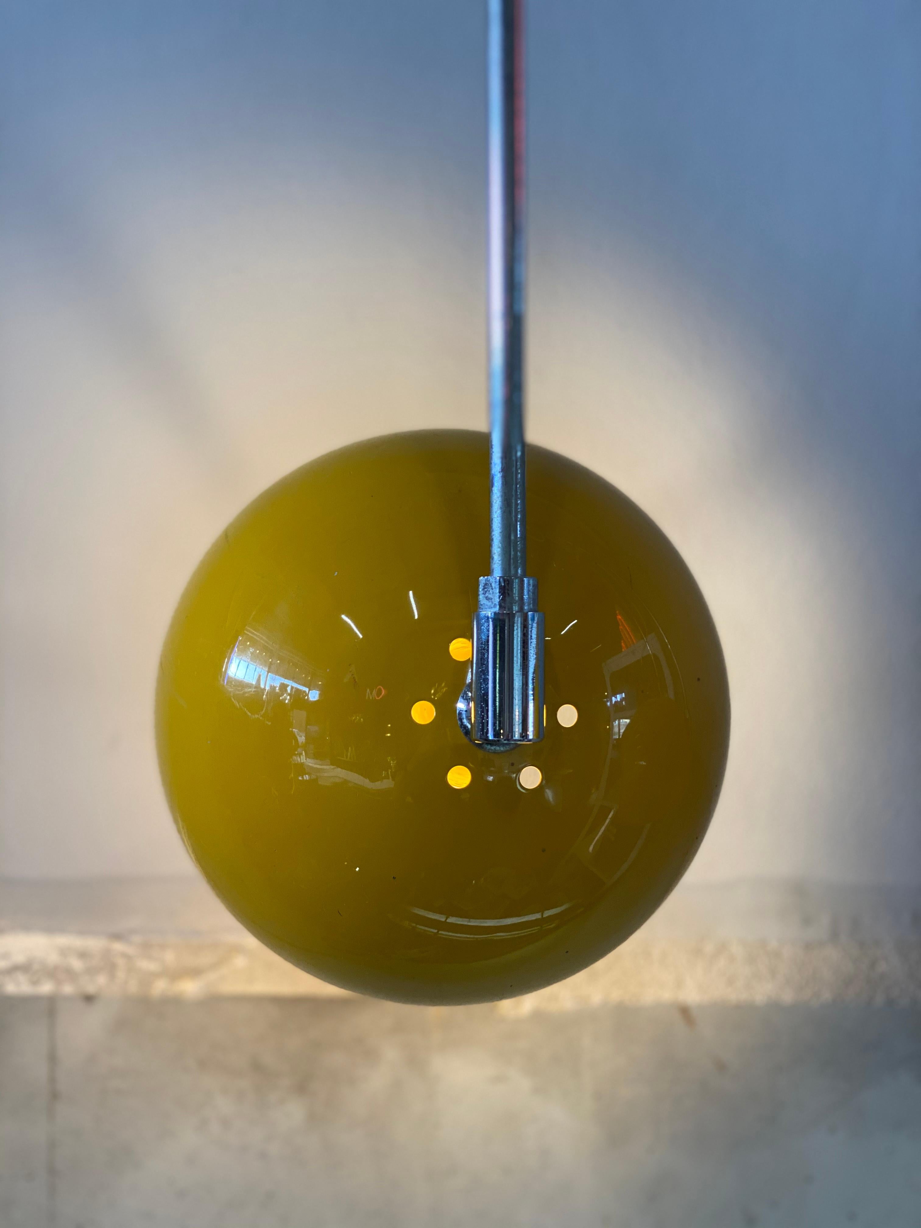 Set of Yellow Pendant Lamps / Spots, Space Age, 1970s Design, Panton Style 8