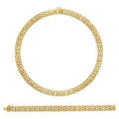 Set of Two Tone Gold Bracelet Necklace