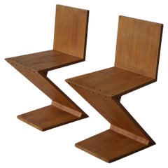 Set di sedie Zig Zag di G. Rietveld di ricca provenienza, realizzate da G.A. van de Groenekan