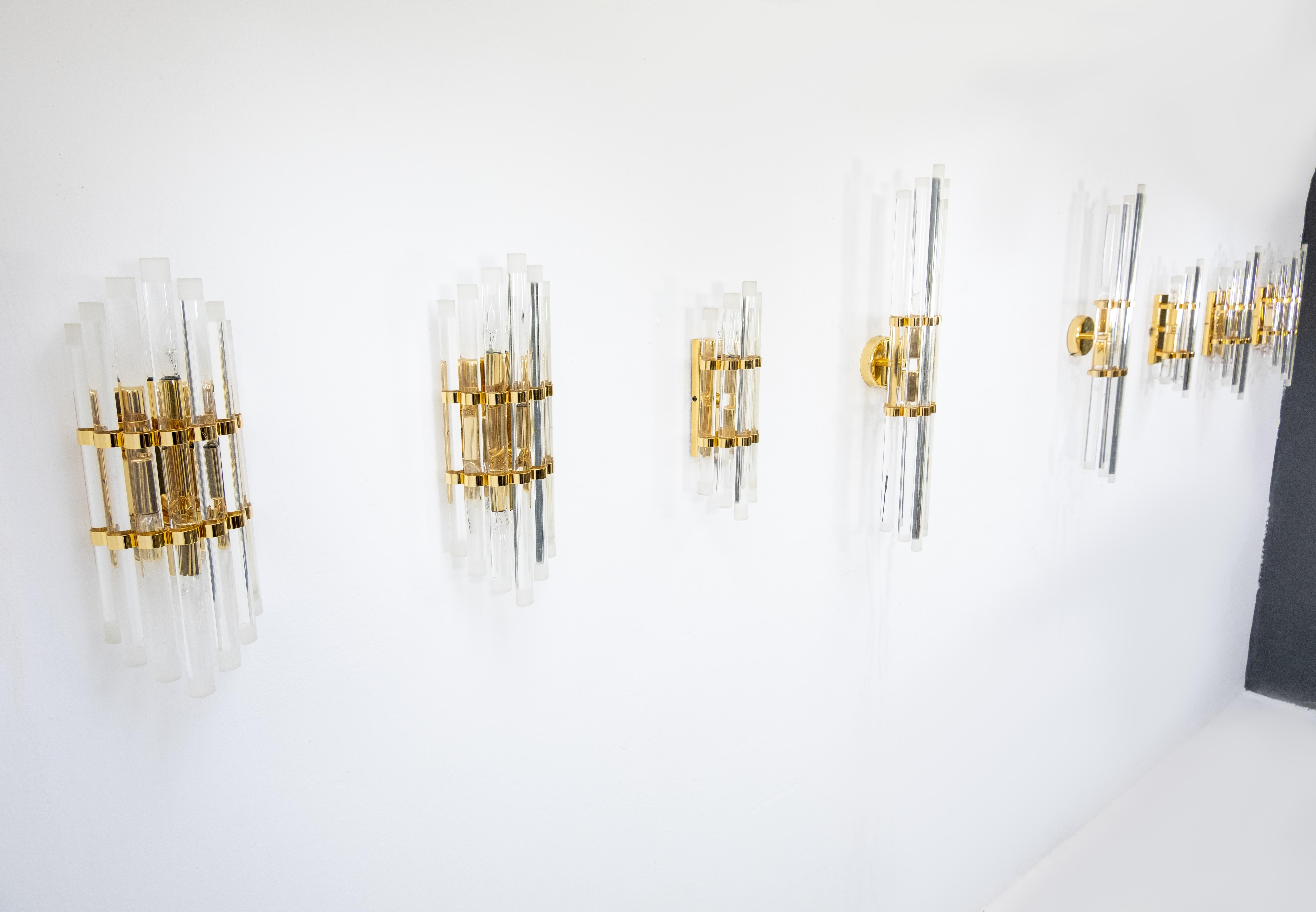 Set of Eight Venini Brass Wall Lamps In Good Condition In Den Haag, NL