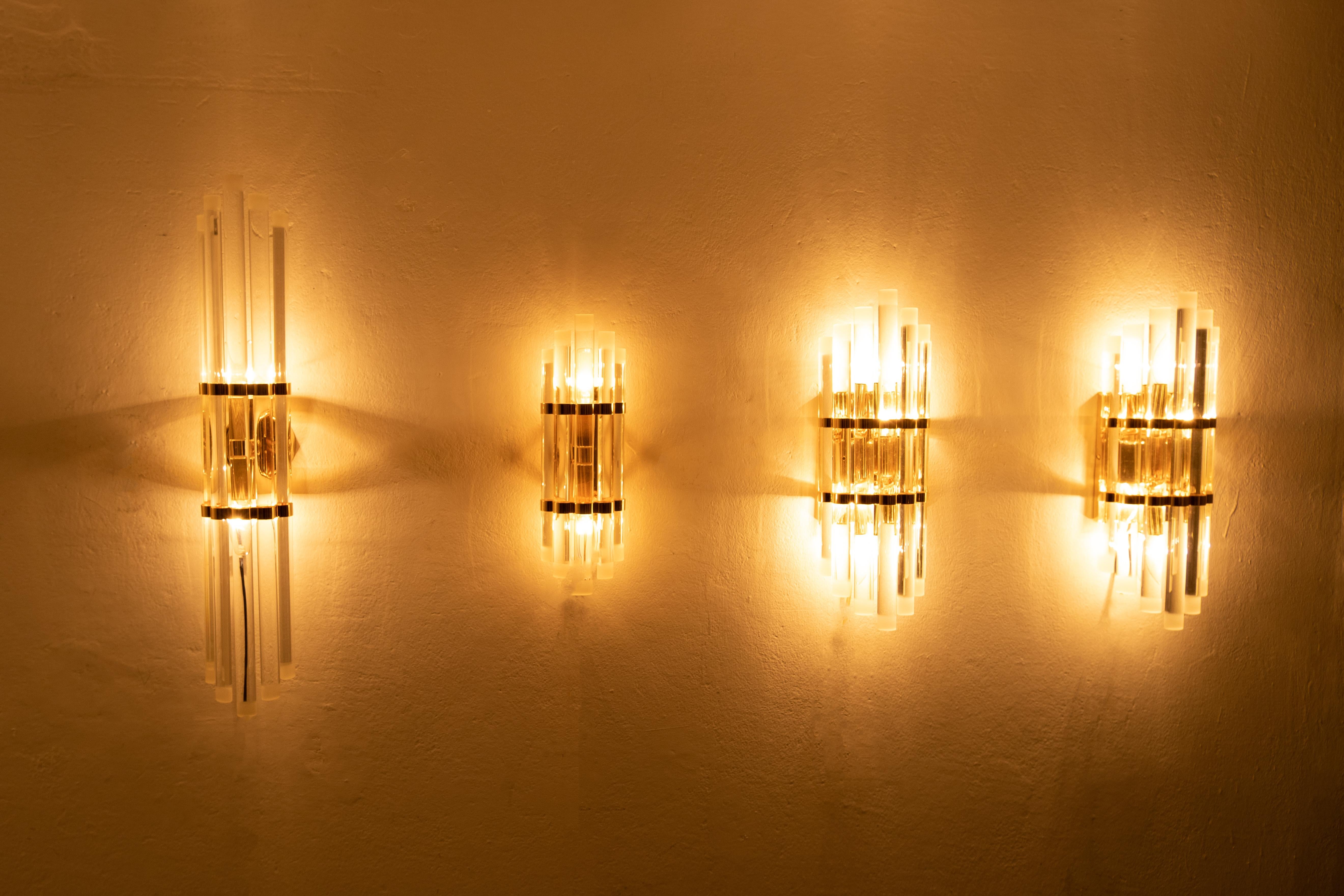 Set of Eight Venini Brass Wall Lamps 1