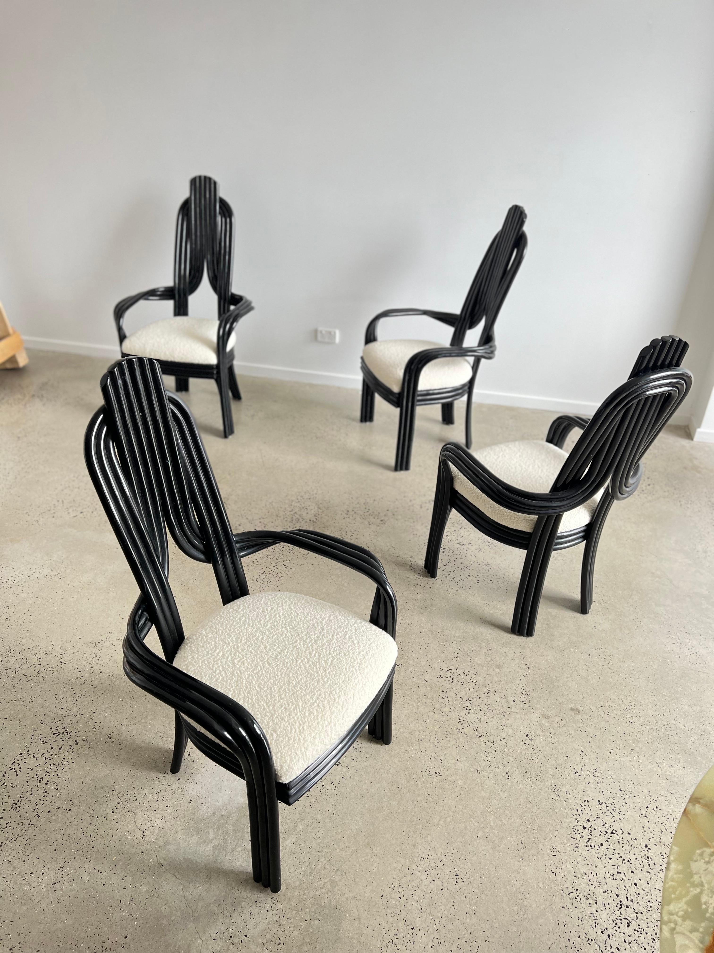 Set off Four Bamboo Dining Chairs by Axel Einthoven for Rohe Noorwolde For Sale 2