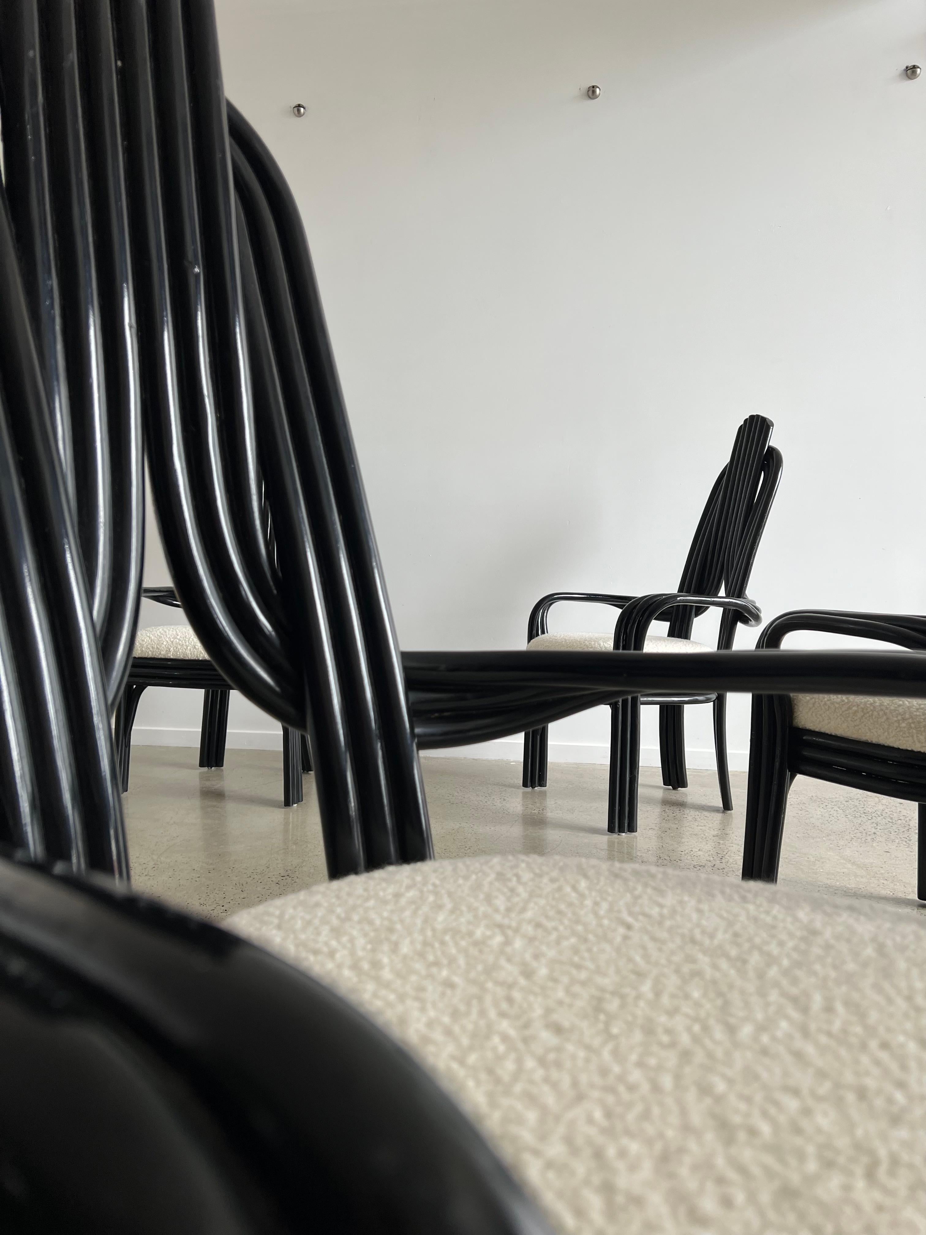 Set off Four Bamboo Dining Chairs by Axel Einthoven for Rohe Noorwolde For Sale 4