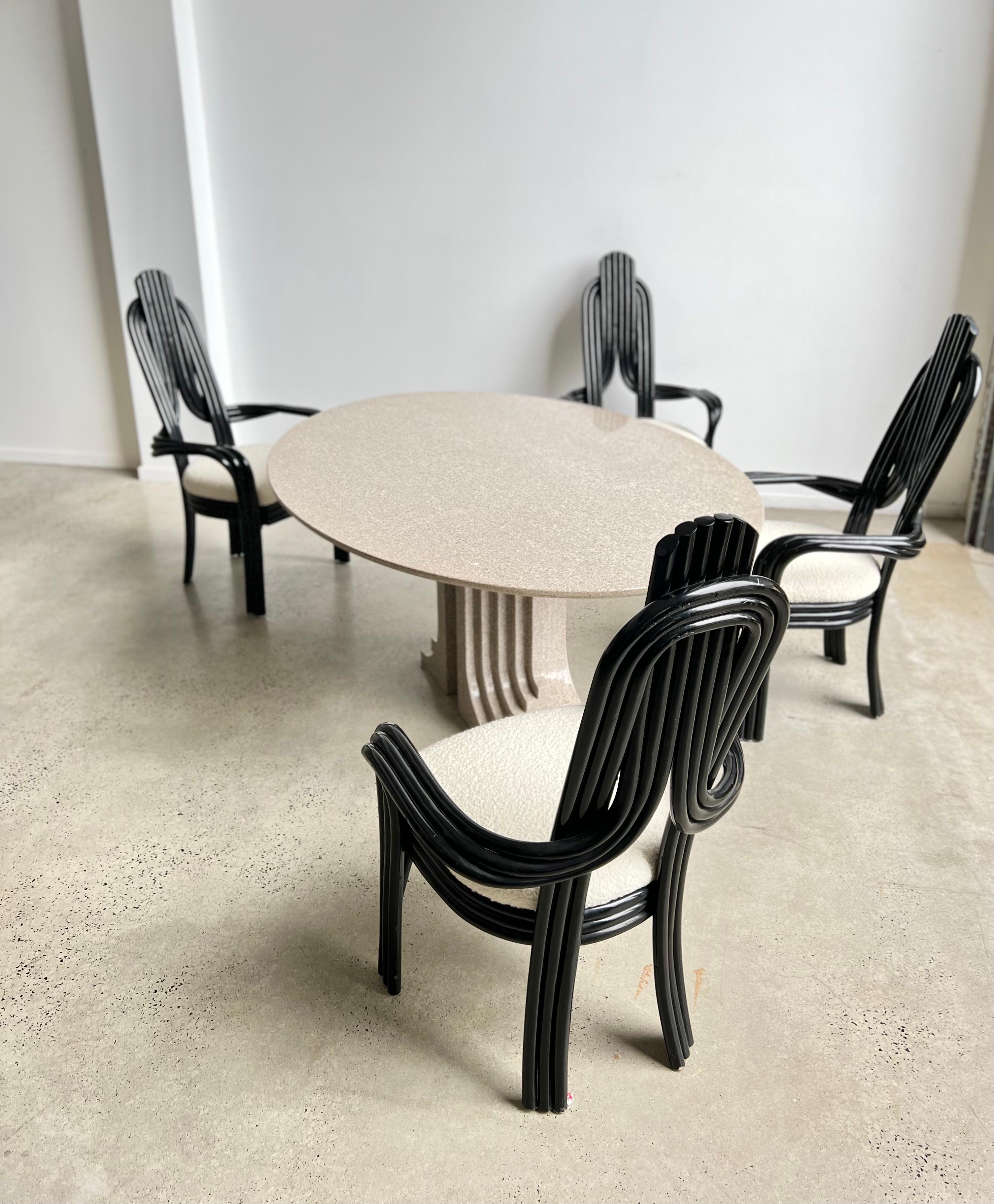 Set off Four Bamboo Dining Chairs by Axel Einthoven for Rohe Noorwolde For Sale 8