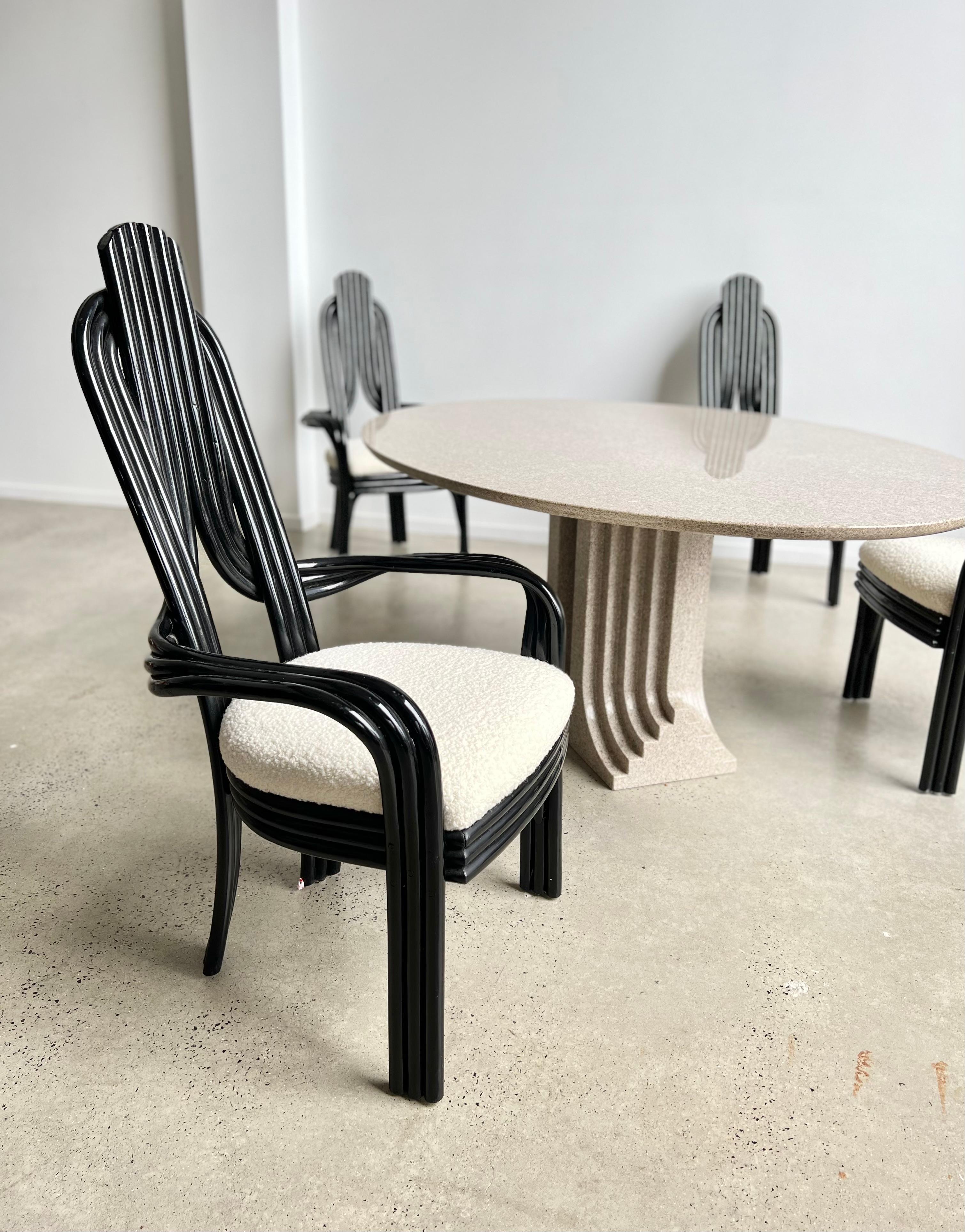 Set off Four Bamboo Dining Chairs by Axel Einthoven for Rohe Noorwolde For Sale 9