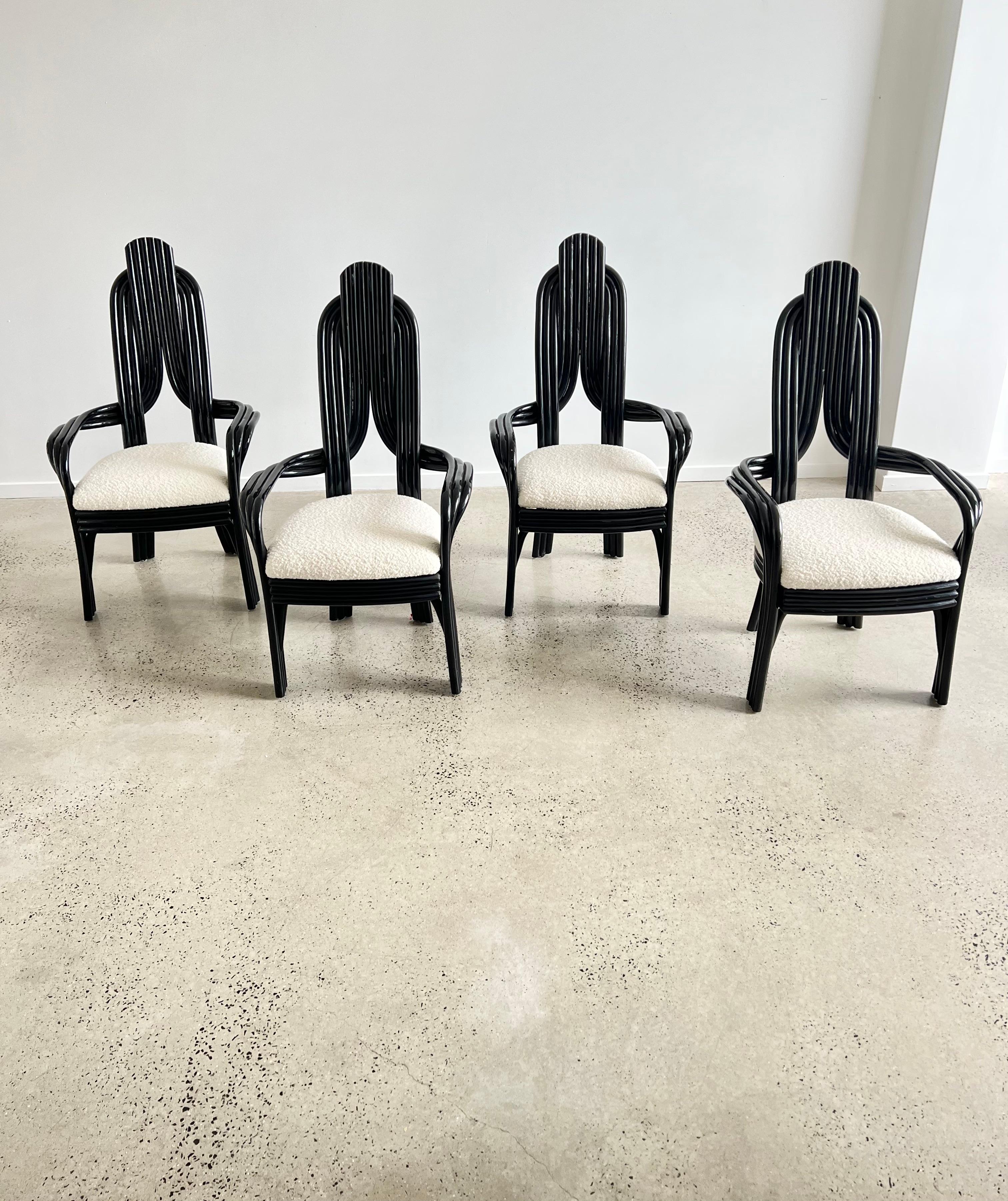 Mid-Century Modern Set off Four Bamboo Dining Chairs by Axel Einthoven for Rohe Noorwolde For Sale