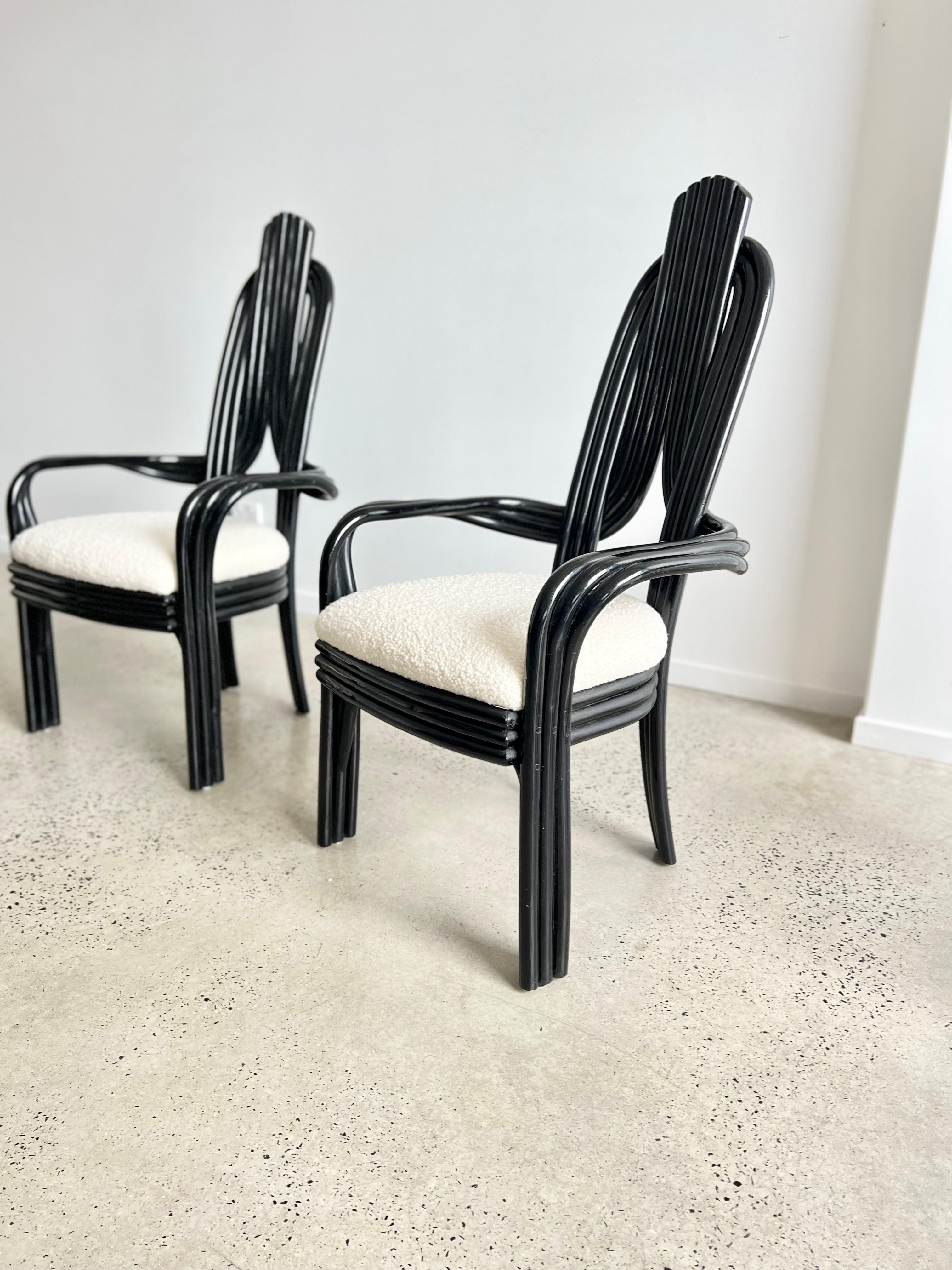 Lacquered Set off Four Bamboo Dining Chairs by Axel Einthoven for Rohe Noorwolde For Sale